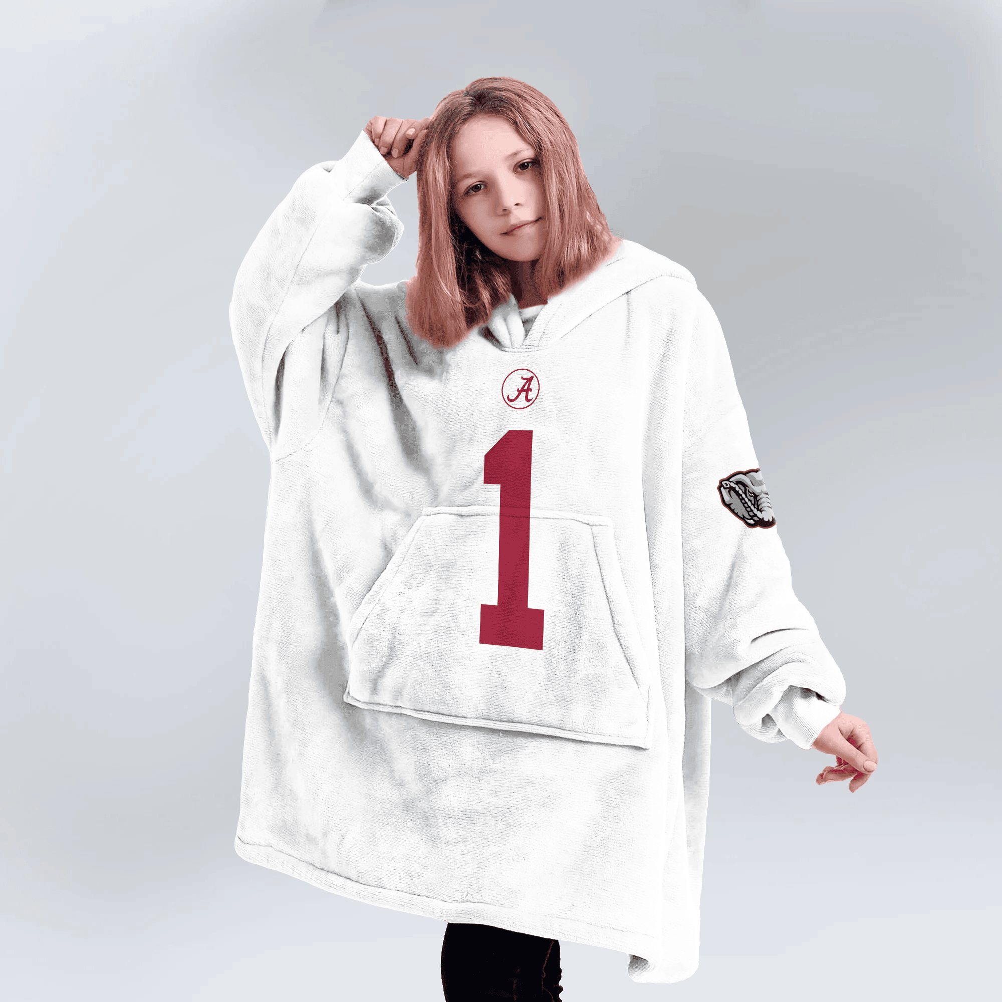 Kid 1 Alabama Football Unisex Blanket Hoodie