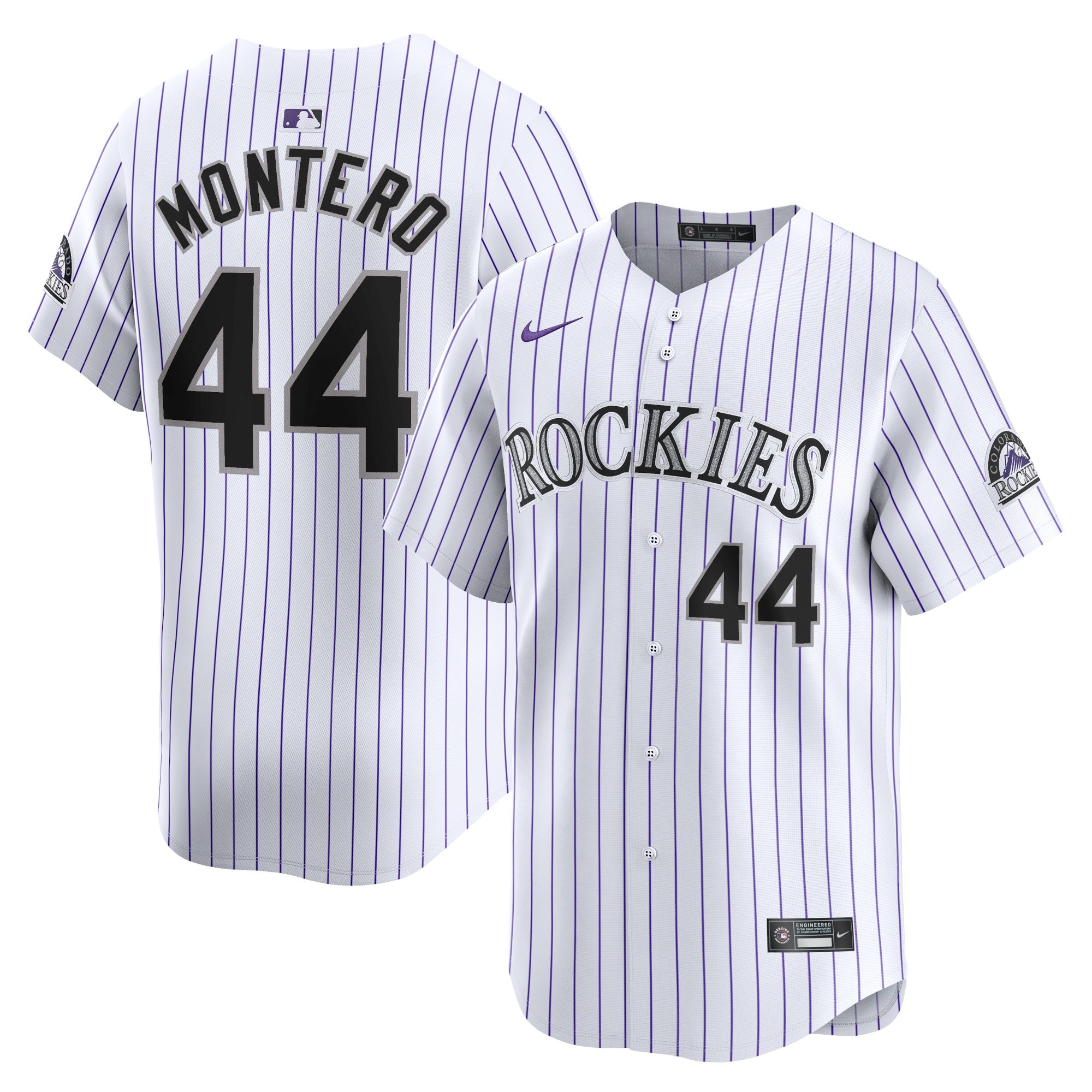 Men's Colorado Rockies Elehuris Montero  White Home Limited Player Jersey