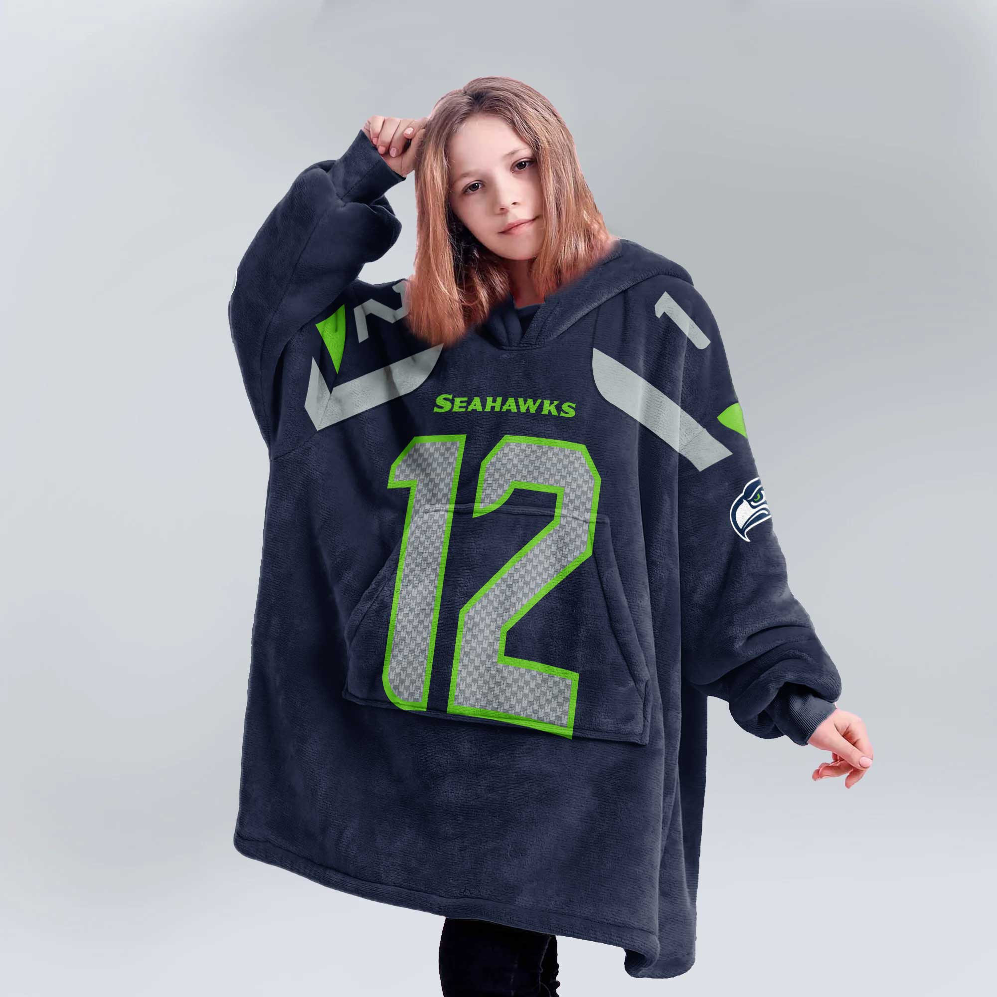 Kid 12 Seattle Football Unisex Blanket Hoodie