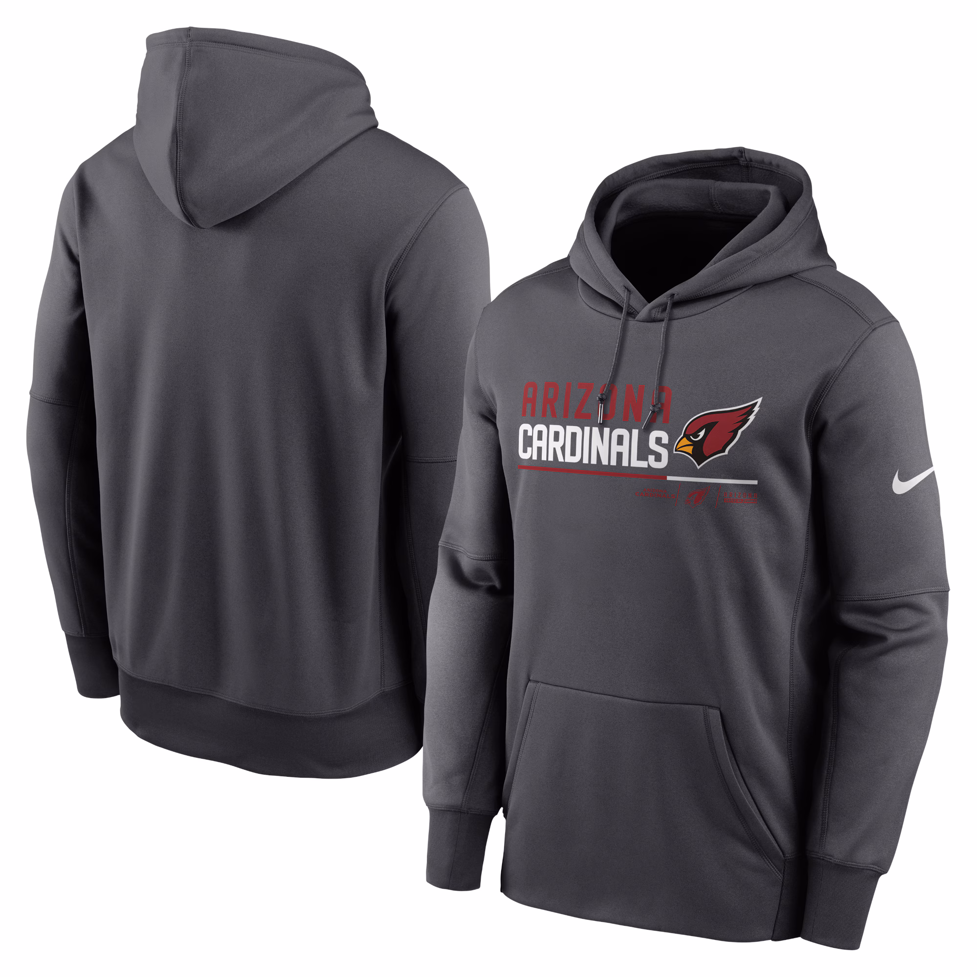 Arizona Cardinals Prime Logo Name Split Pullover Hoodie - Anthracite