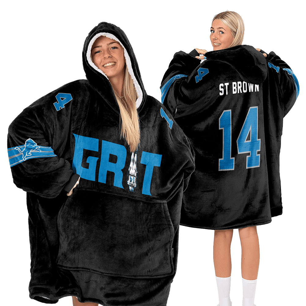 Adult Grit 14 Detroit Lions Football Unisex Blanket Hoodie
