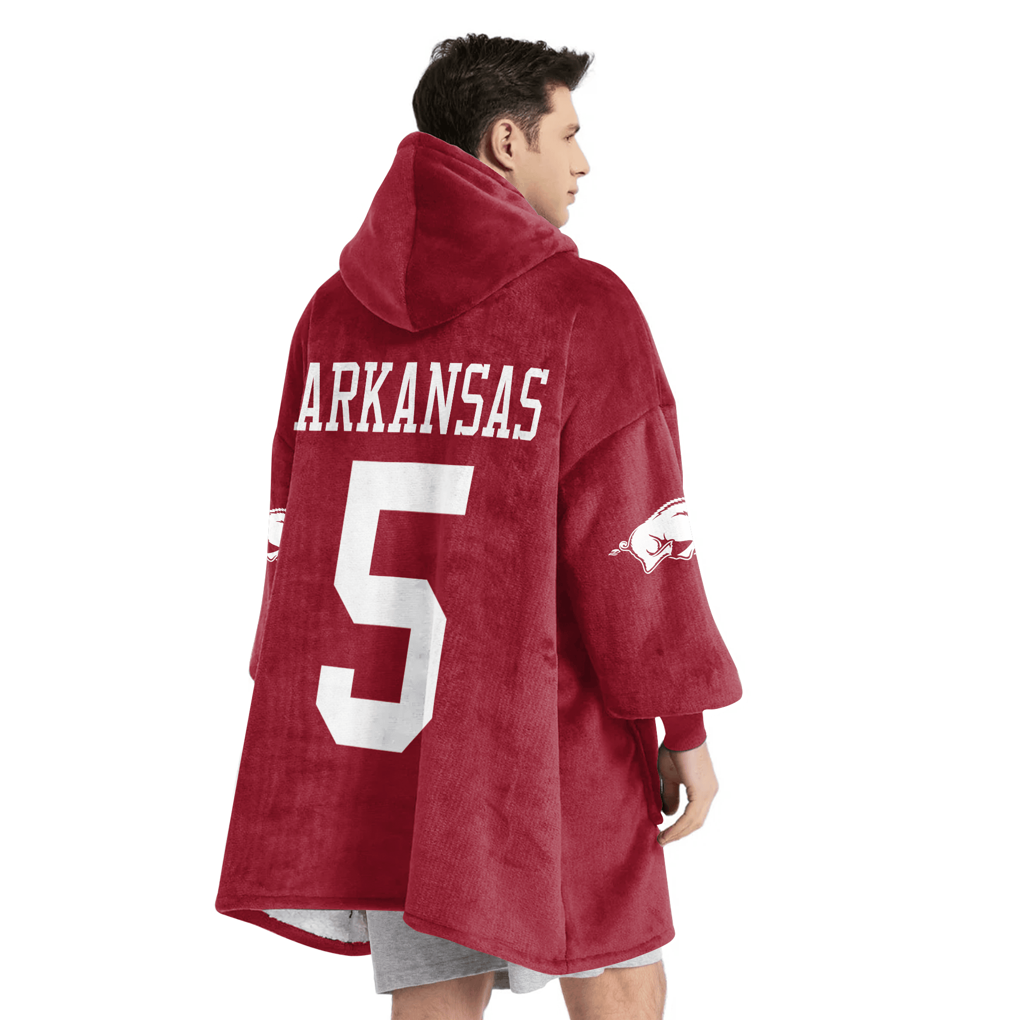 Adult #5 Arkansas Football Unisex Blanket Hoodie