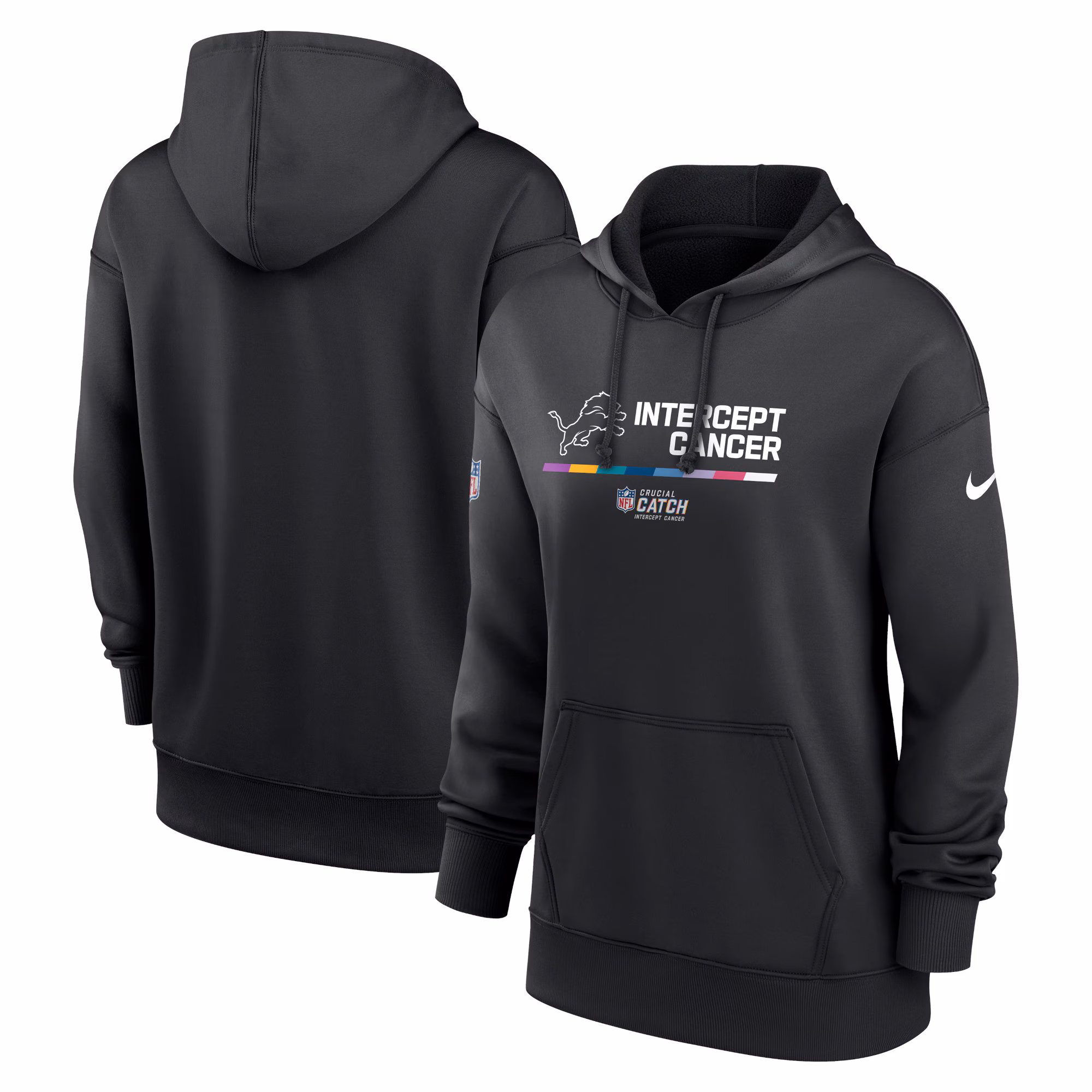 Detroit Lions Women's 2022 NFL Crucial Catch Therma Performance Pullover Hoodie - Black