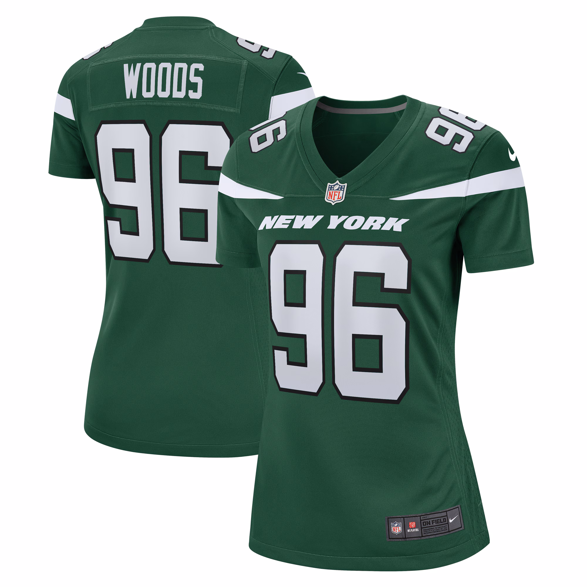 Al Woods New York Jets Women's  Game Jersey - Gotham Green
