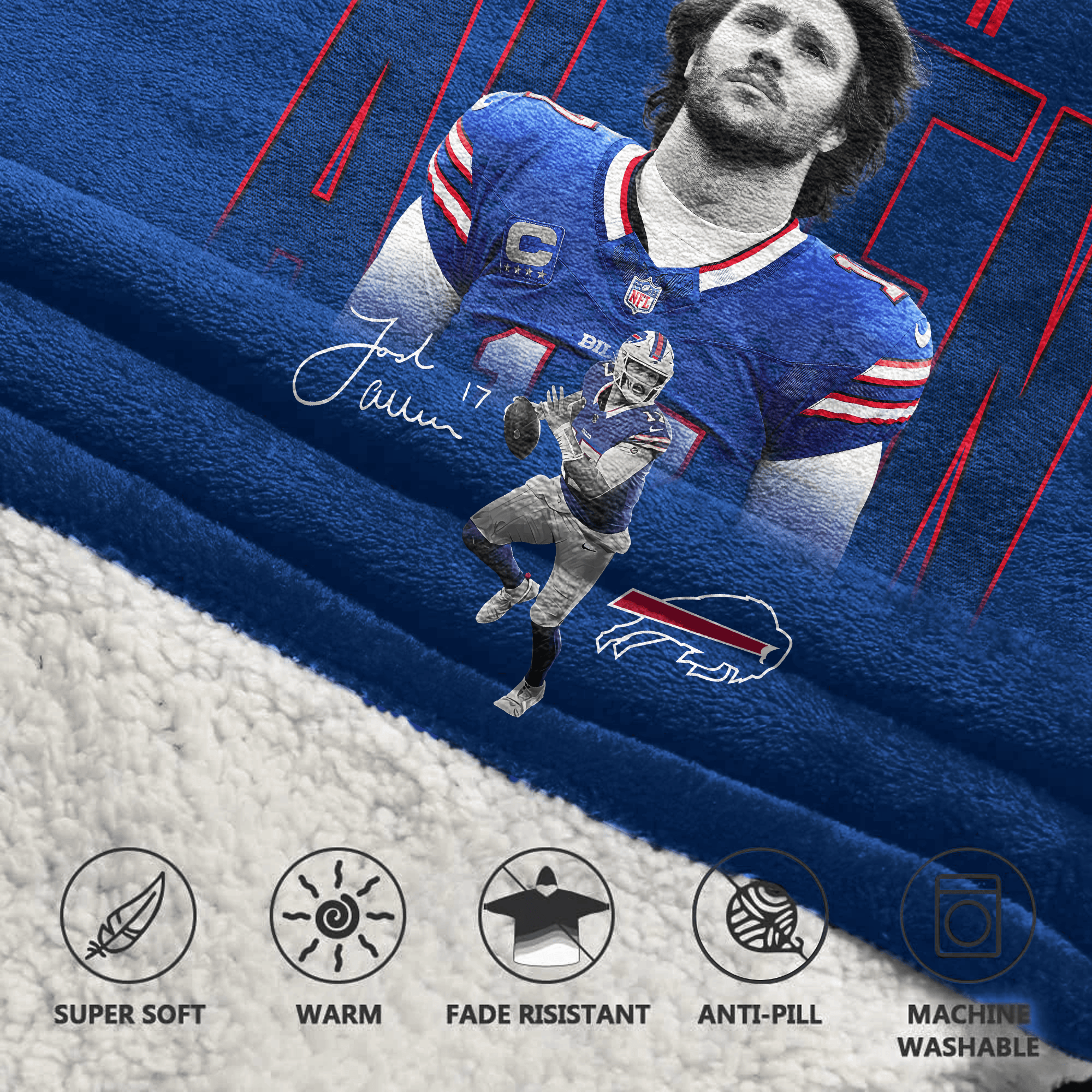 Kid J.A 17 Buffalo Football Unisex Blanket Hoodie