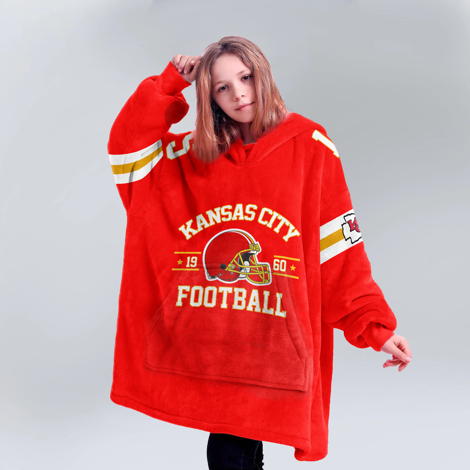Adult P.M 15 Kansas City Football Unisex Blanket Hoodie