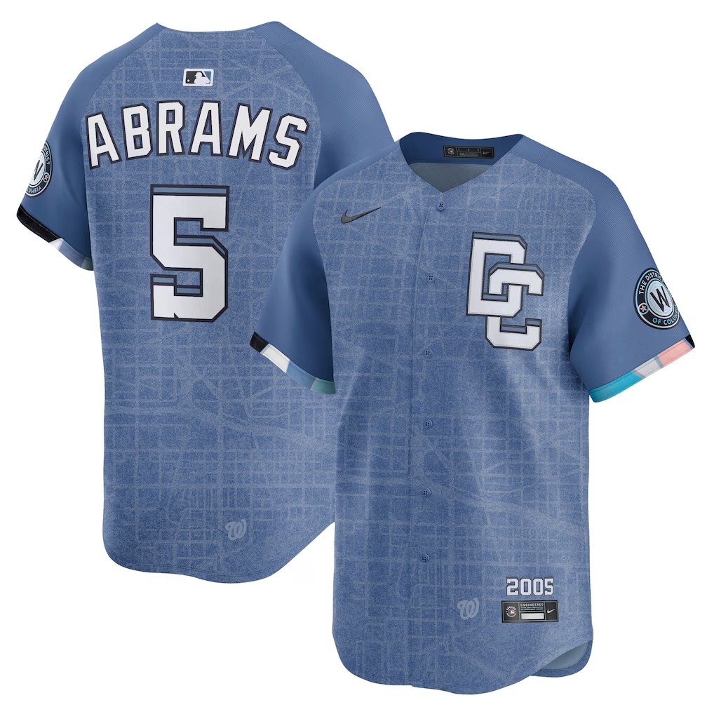 Men's #5 CJ Abrams Washington Nationals  2025 City Connect Limited Blue Jersey