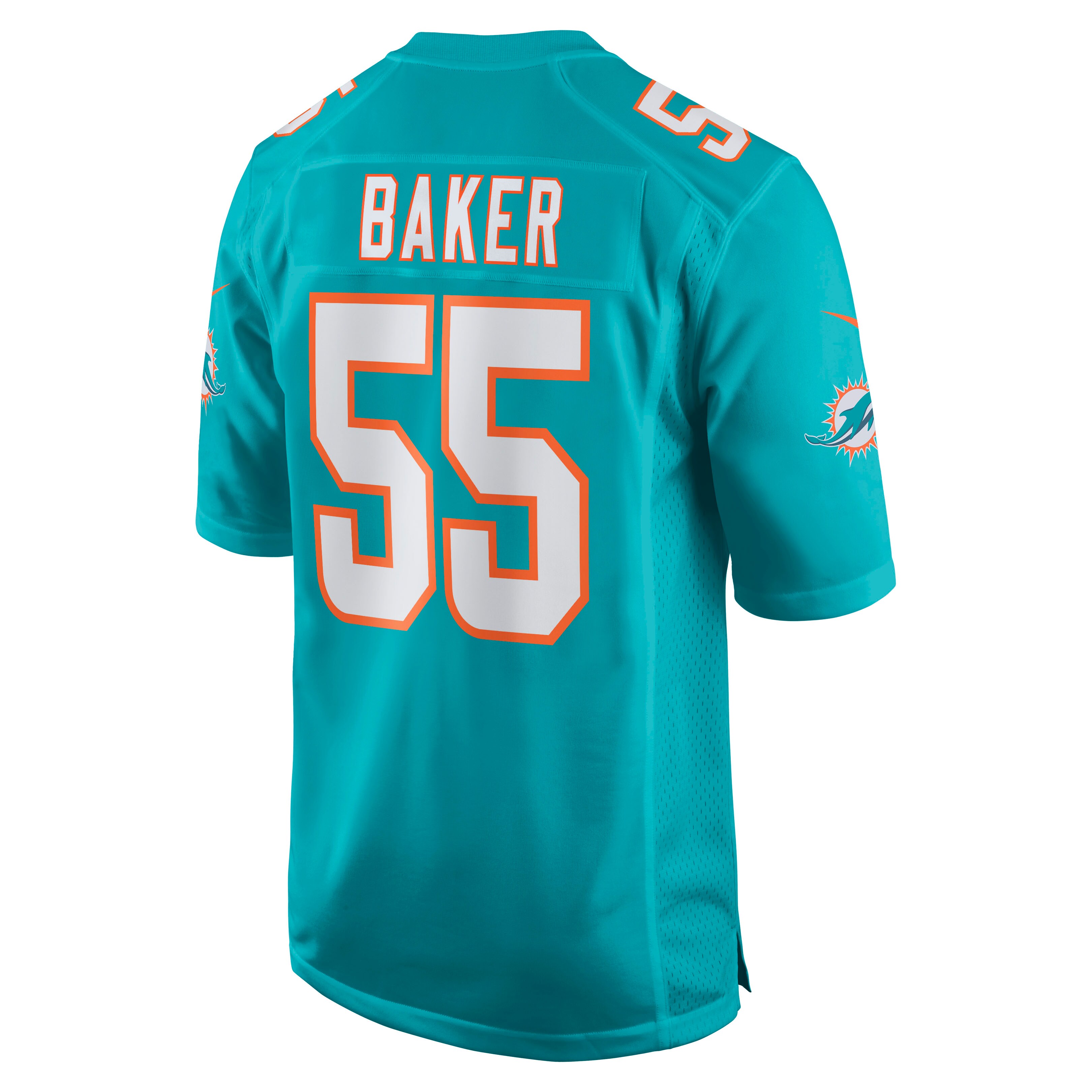 Jerome Baker Miami Dolphins  Game Jersey - Aqua