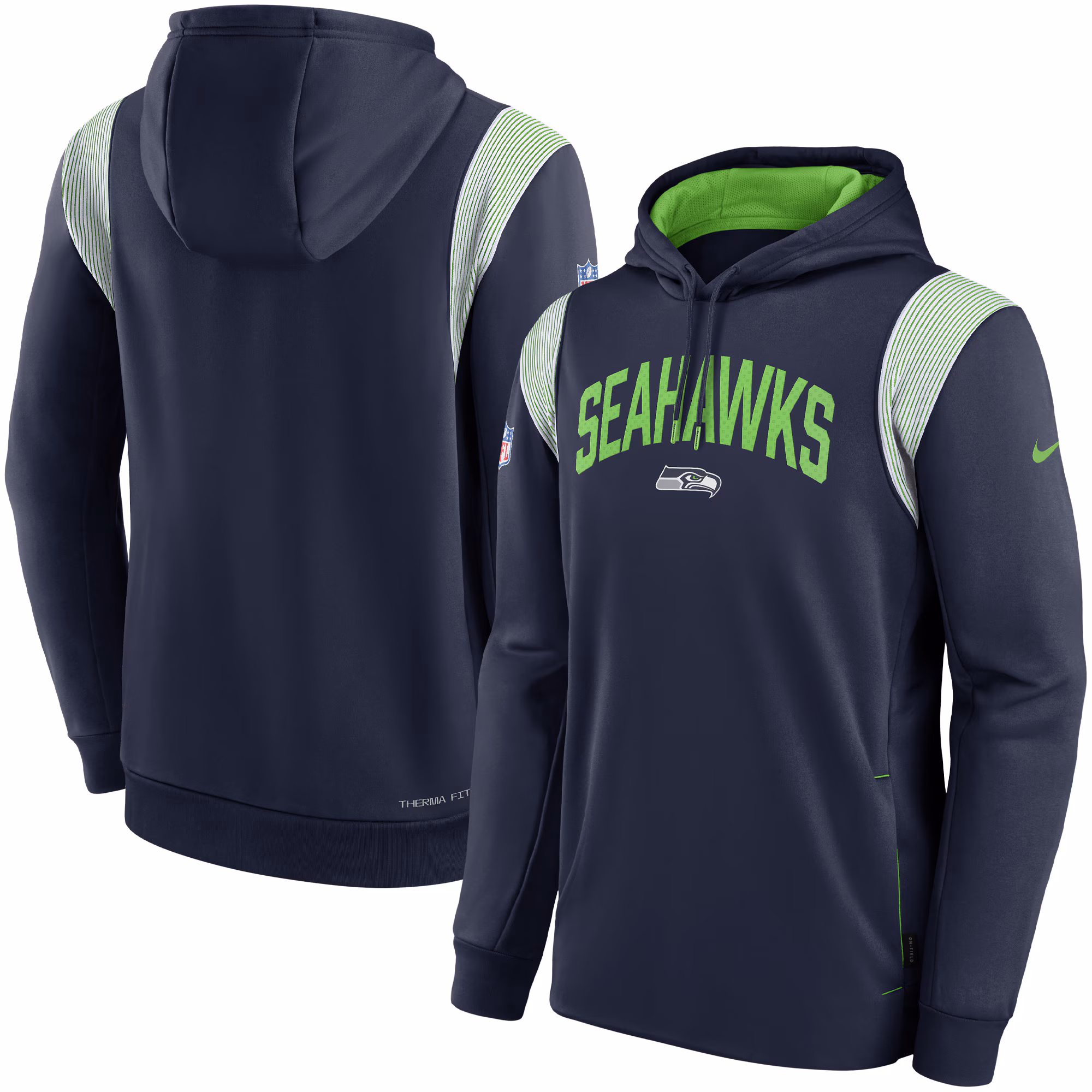 Seattle Seahawks Sideline Athletic Stack Performance Pullover Hoodie - College Navy