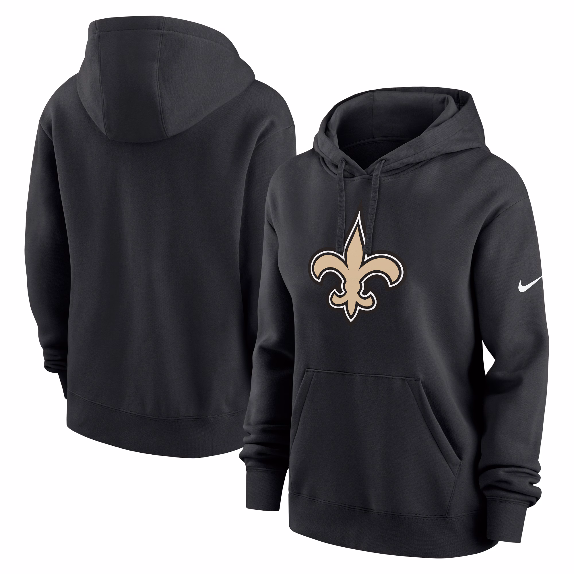 New Orleans Saints Women's Club Fleece Pullover Hoodie - Black
