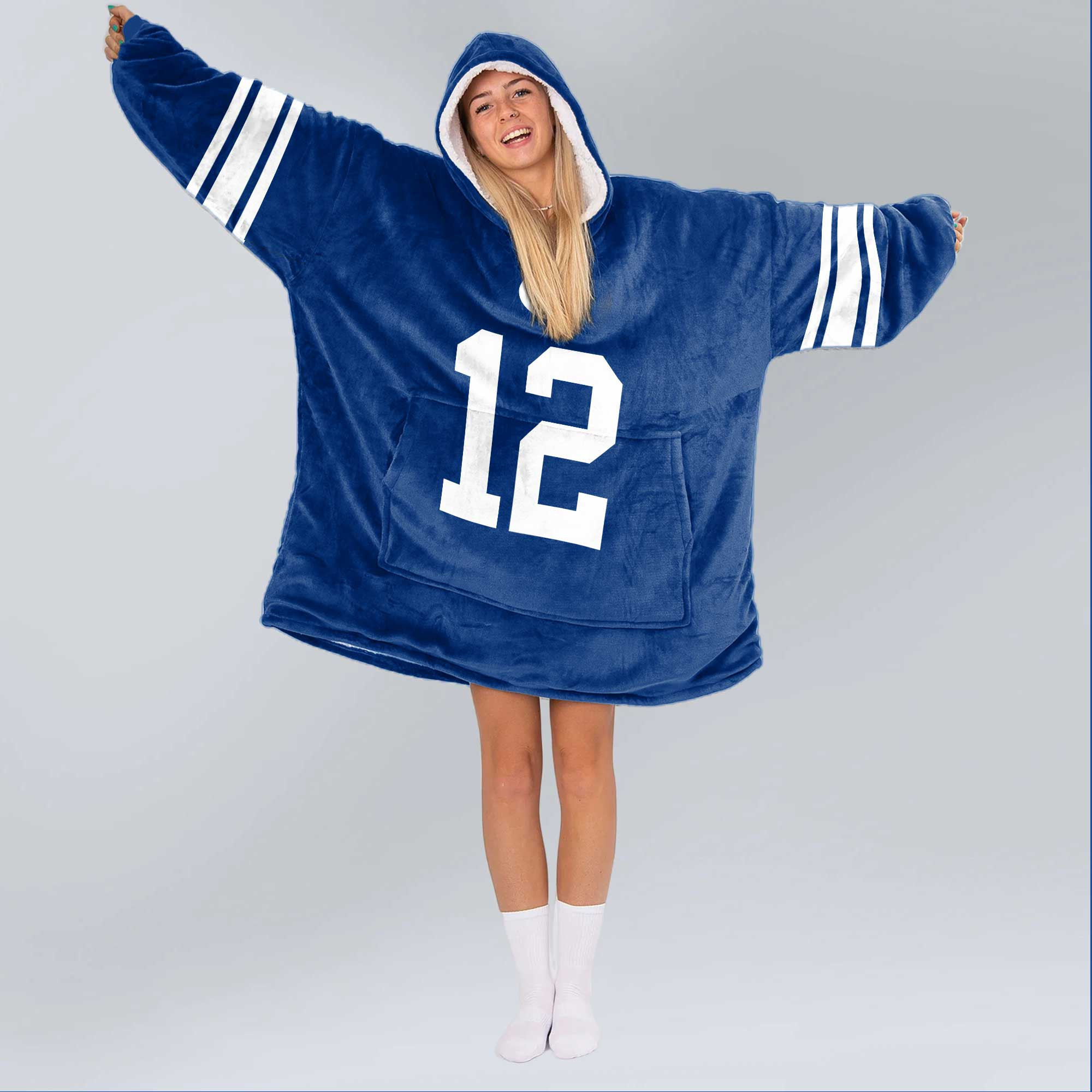 Adult 12 BYU Cougars Football Unisex Blanket Hoodie