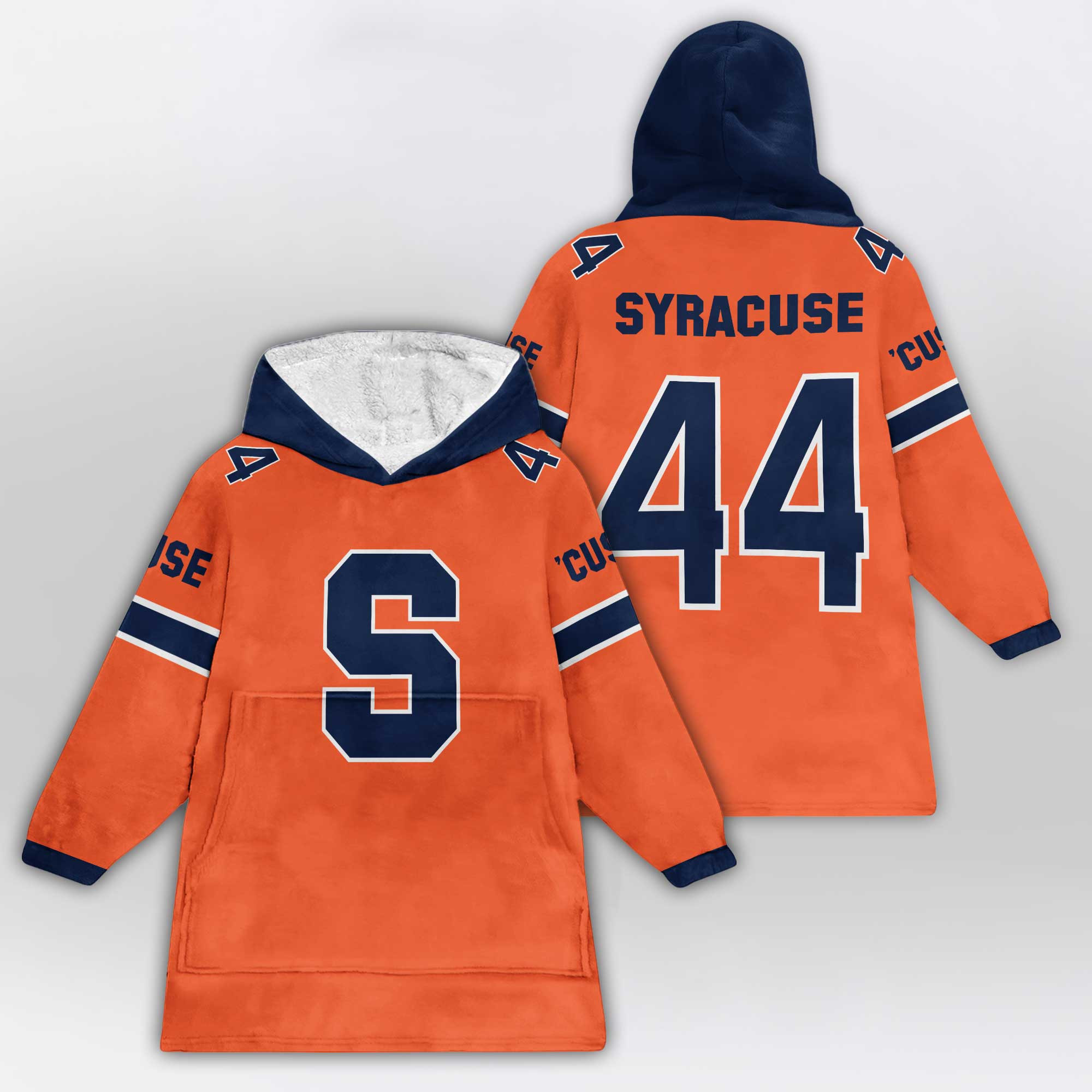 Kid #44 Navy Syracuse Football Unisex Blanket Hoodie