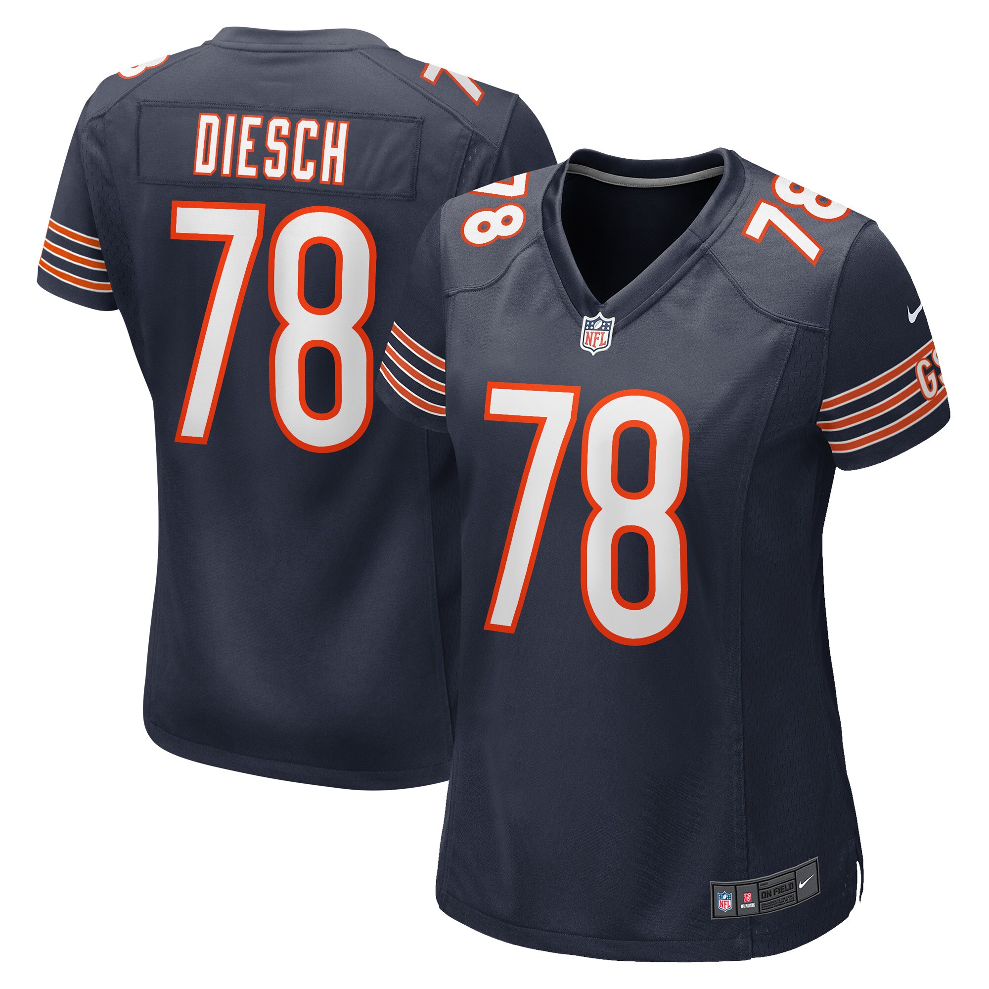 Kellen Diesch Chicago Bears  Women's Game Player Jersey - Navy