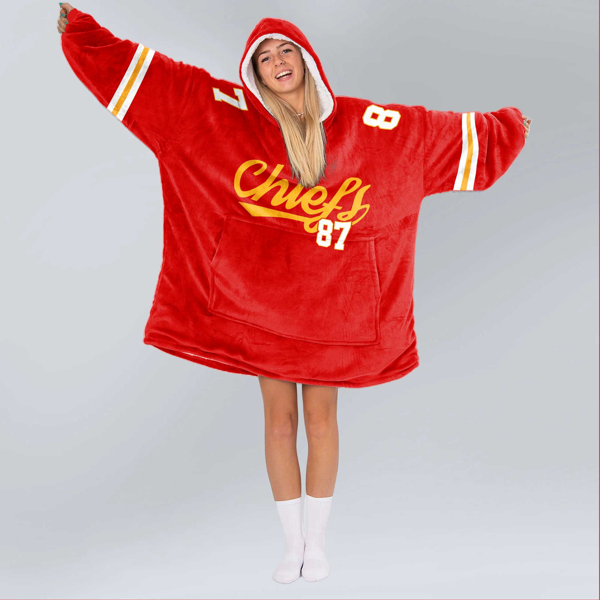 Adult T.K 87 Kansas City Football Unisex Blanket Hoodie
