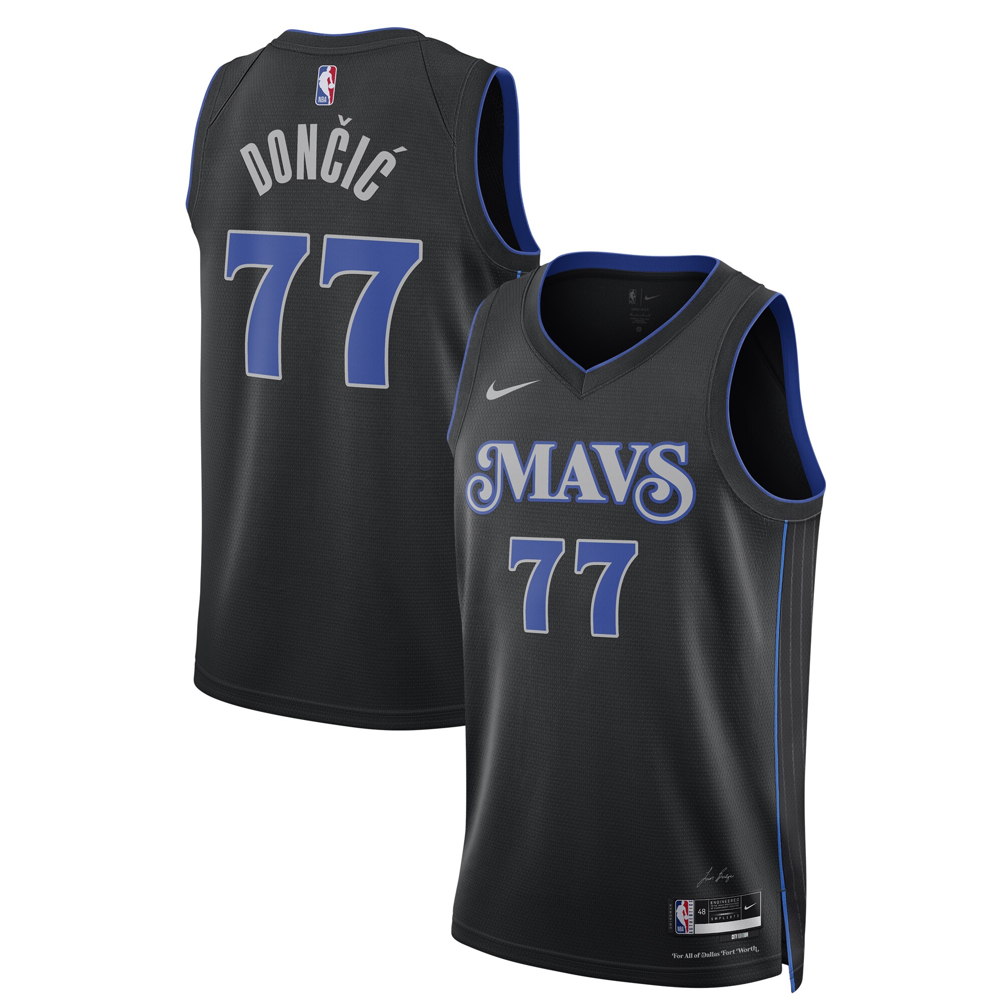 Unisex Dallas Mavericks Luka Dončić  Black 2023/24 Swingman Jersey - City Edition