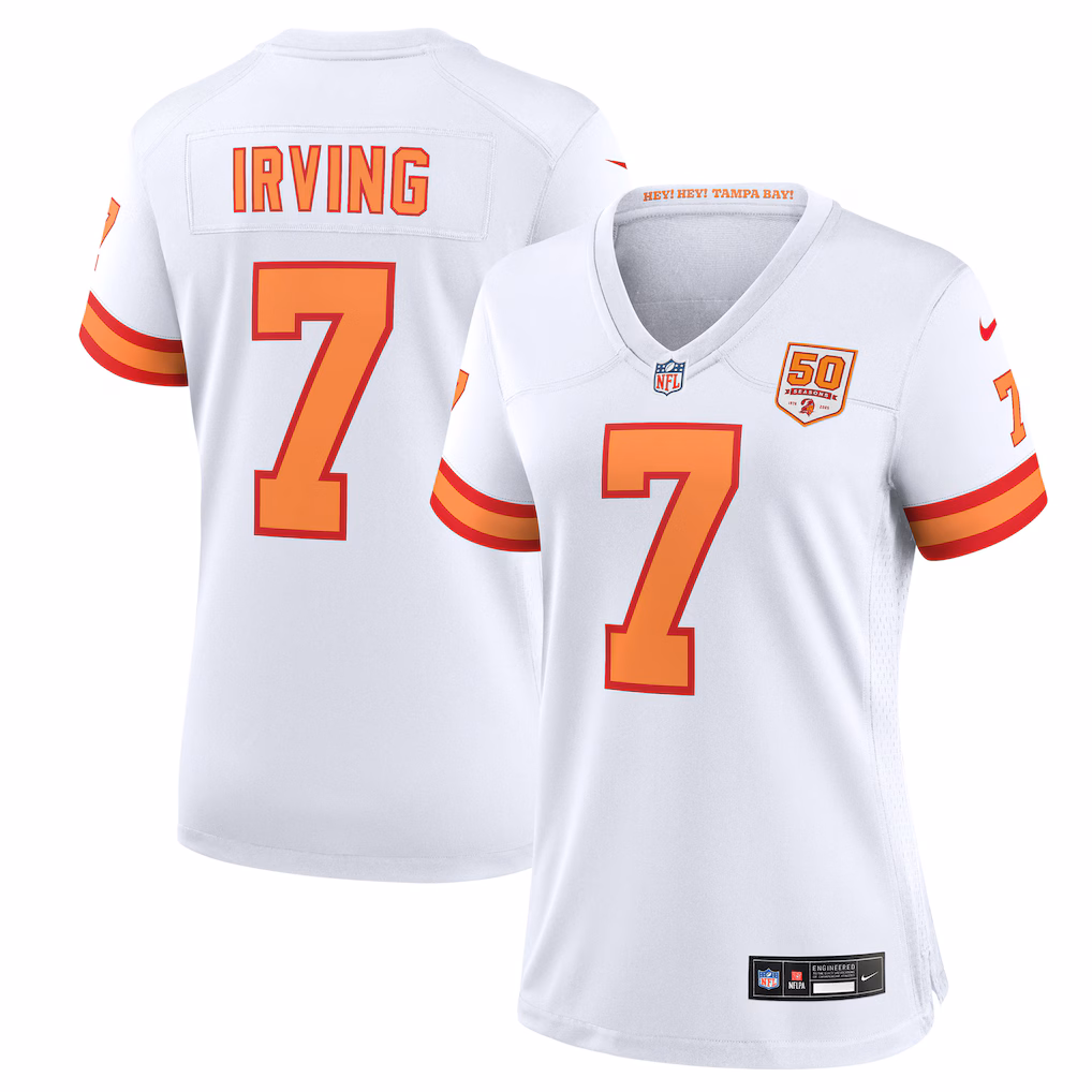 Bucky Irving #7 '76 Tampa Bay Buccaneers Nike Women's 50th Season Game Jersey - White