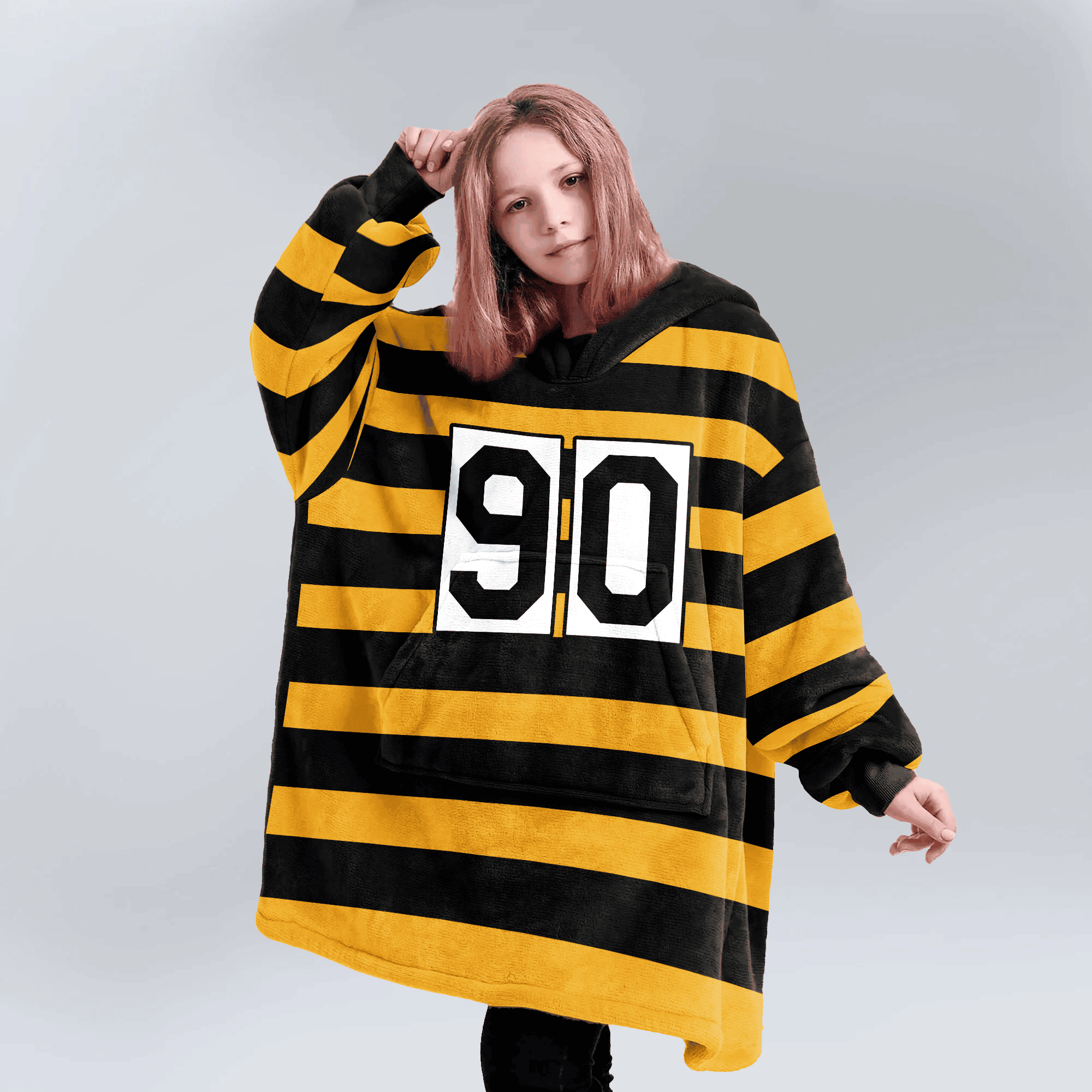 Adult 90 Pittsburgh Football Throwback Unisex Blanket Hoodie