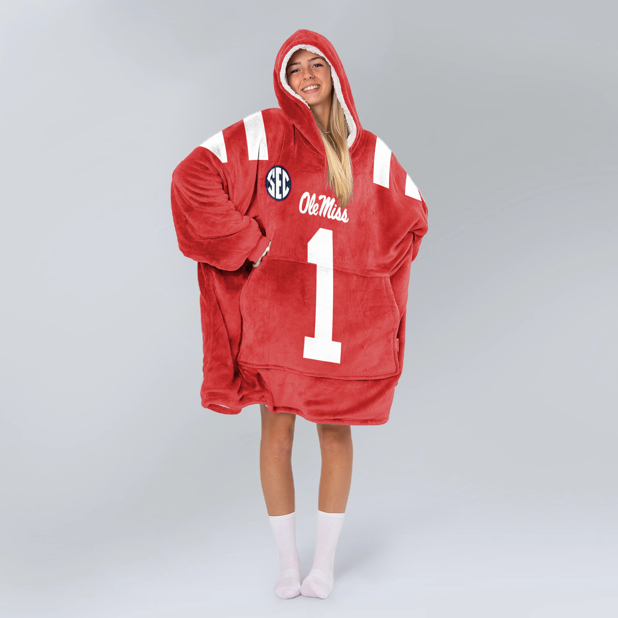 Adult #1 Ole Miss Football Unisex Blanket Hoodie