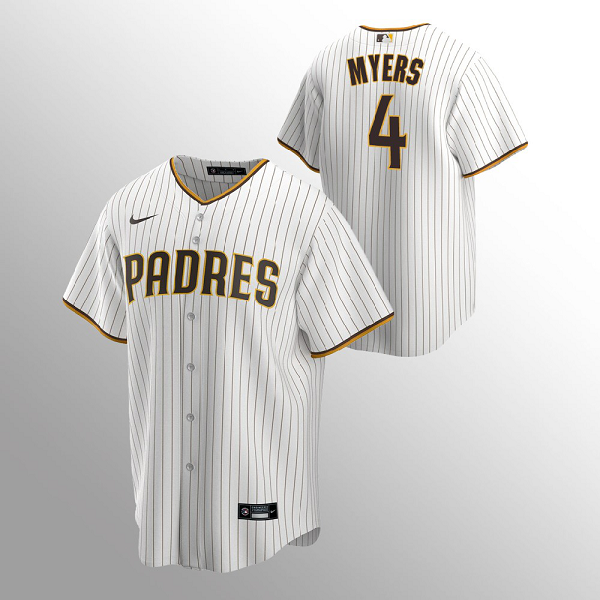 Men's San Diego Padres #4 Wil Myers White Brown Replica  Home Jersey