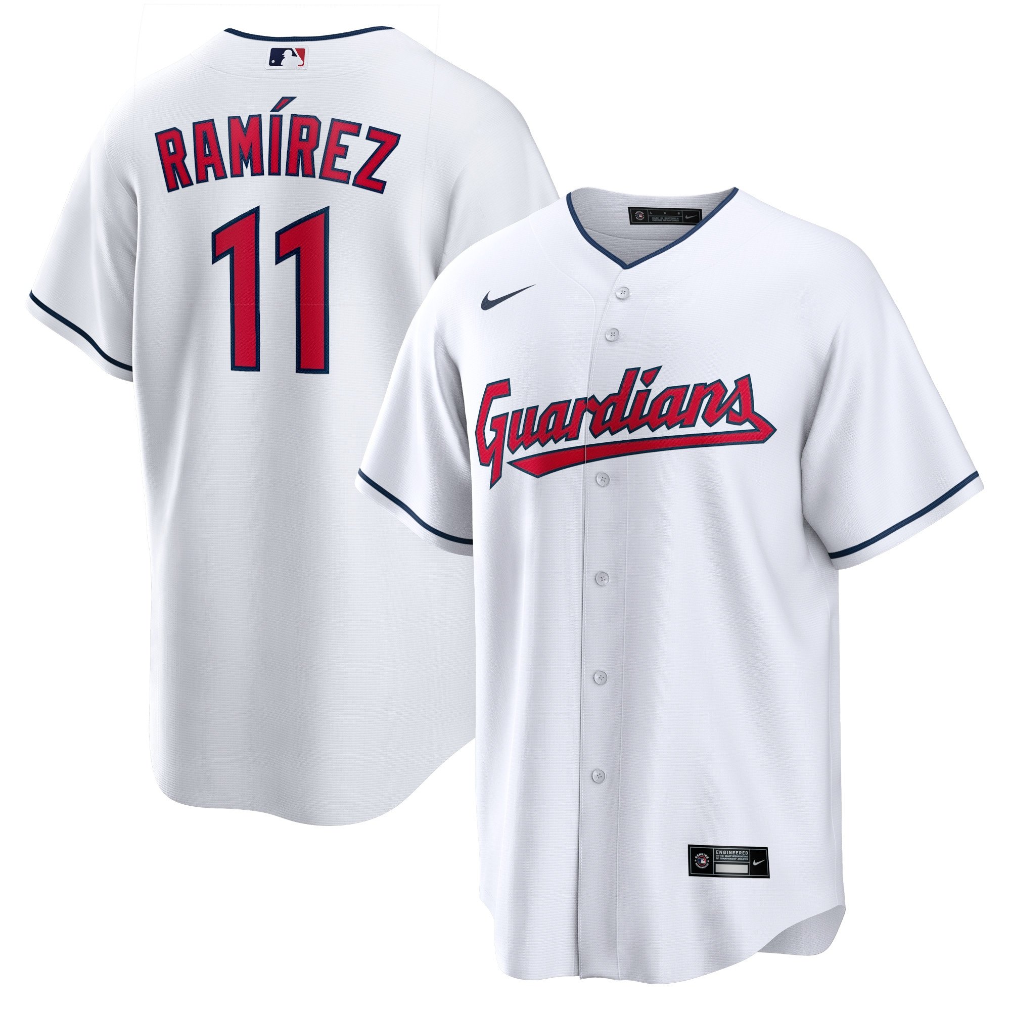 Men's Cleveland Guardians José RamÃrez  White Replica Player Jersey