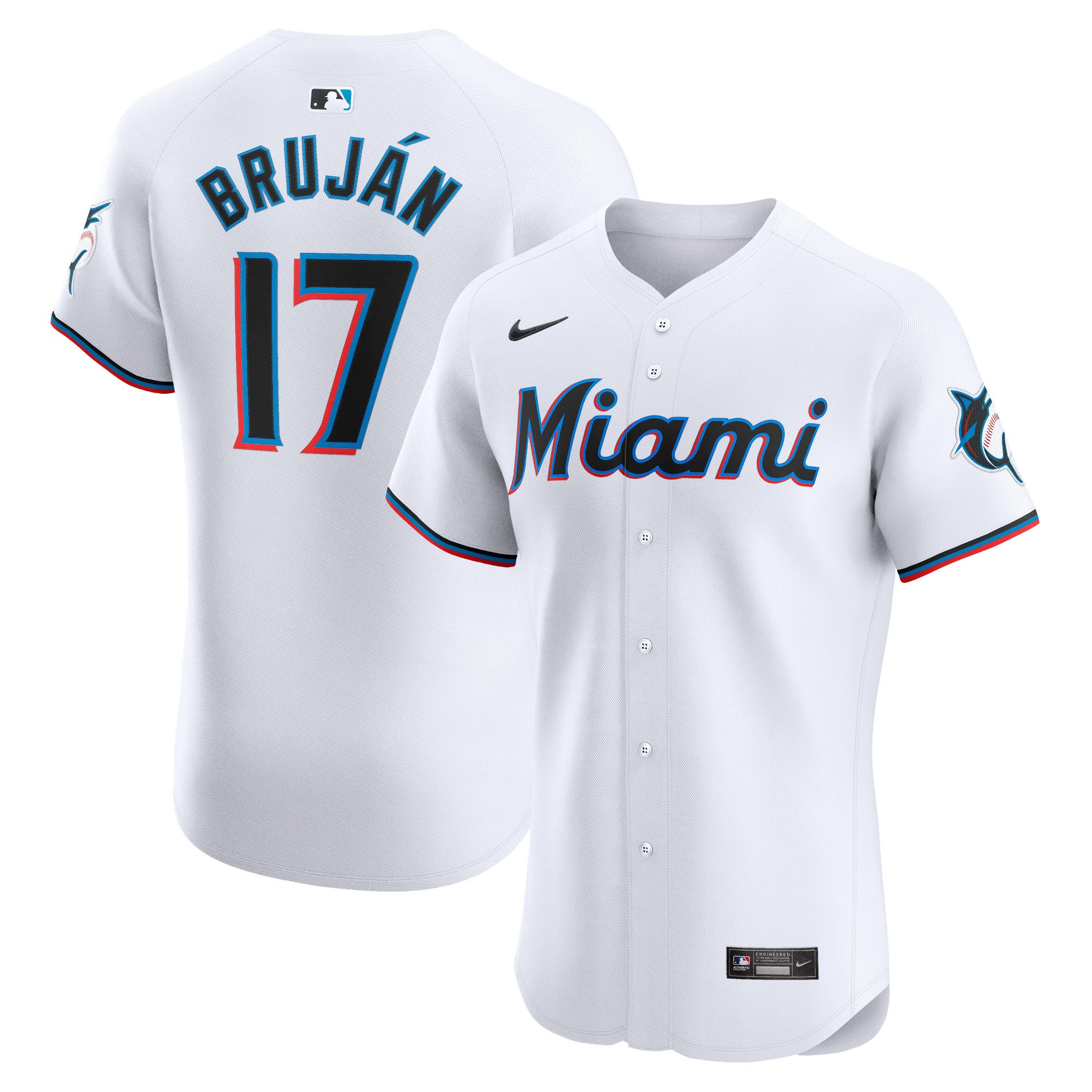 Men's Miami Marlins Vidal Brujan  White Home Elite Player Jersey