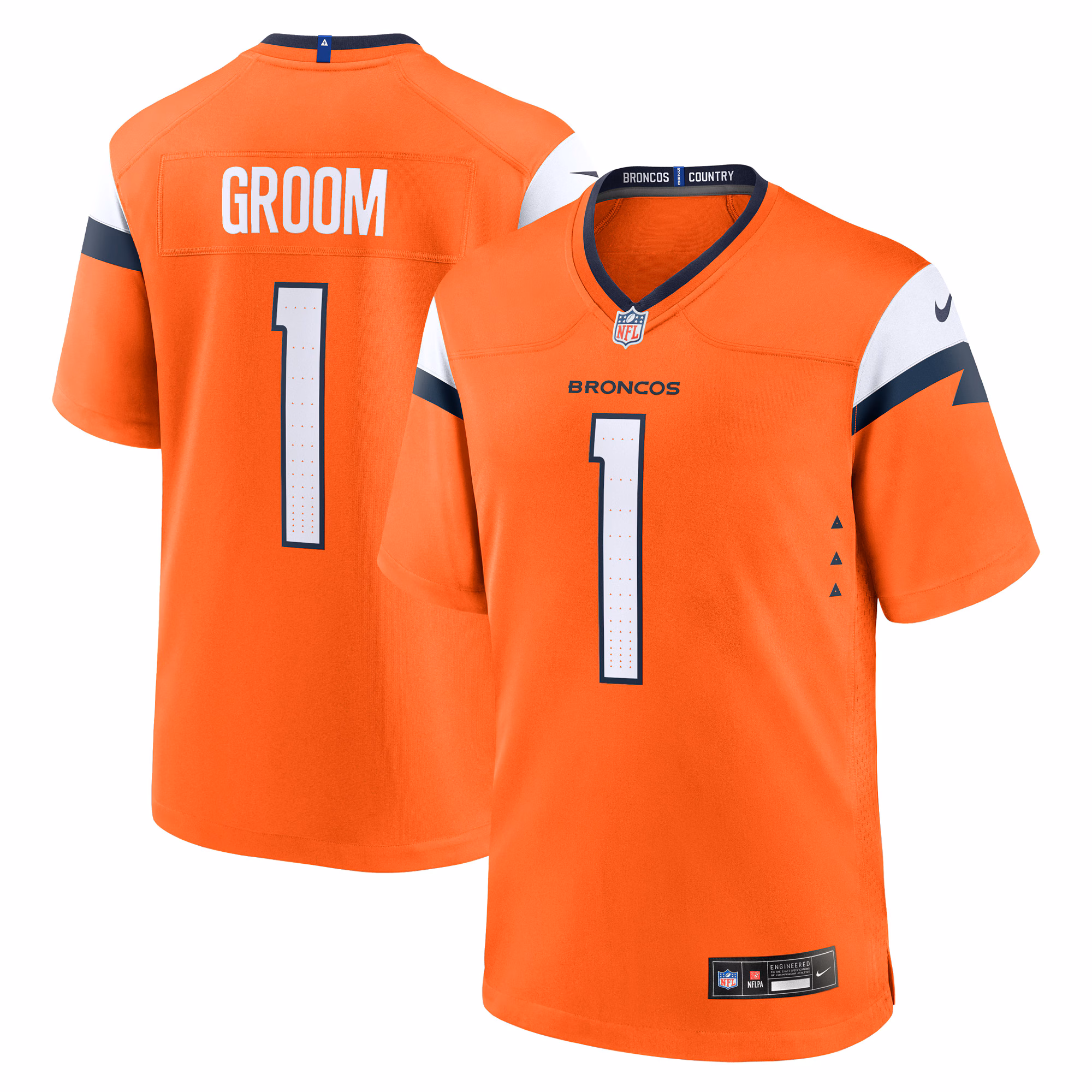Number 1 Groom Denver Broncos Game Jersey - Orange