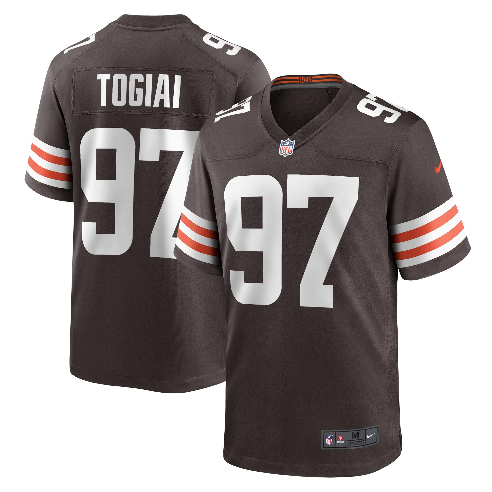 Tommy Togiai Cleveland Browns  Game Jersey -  Brown