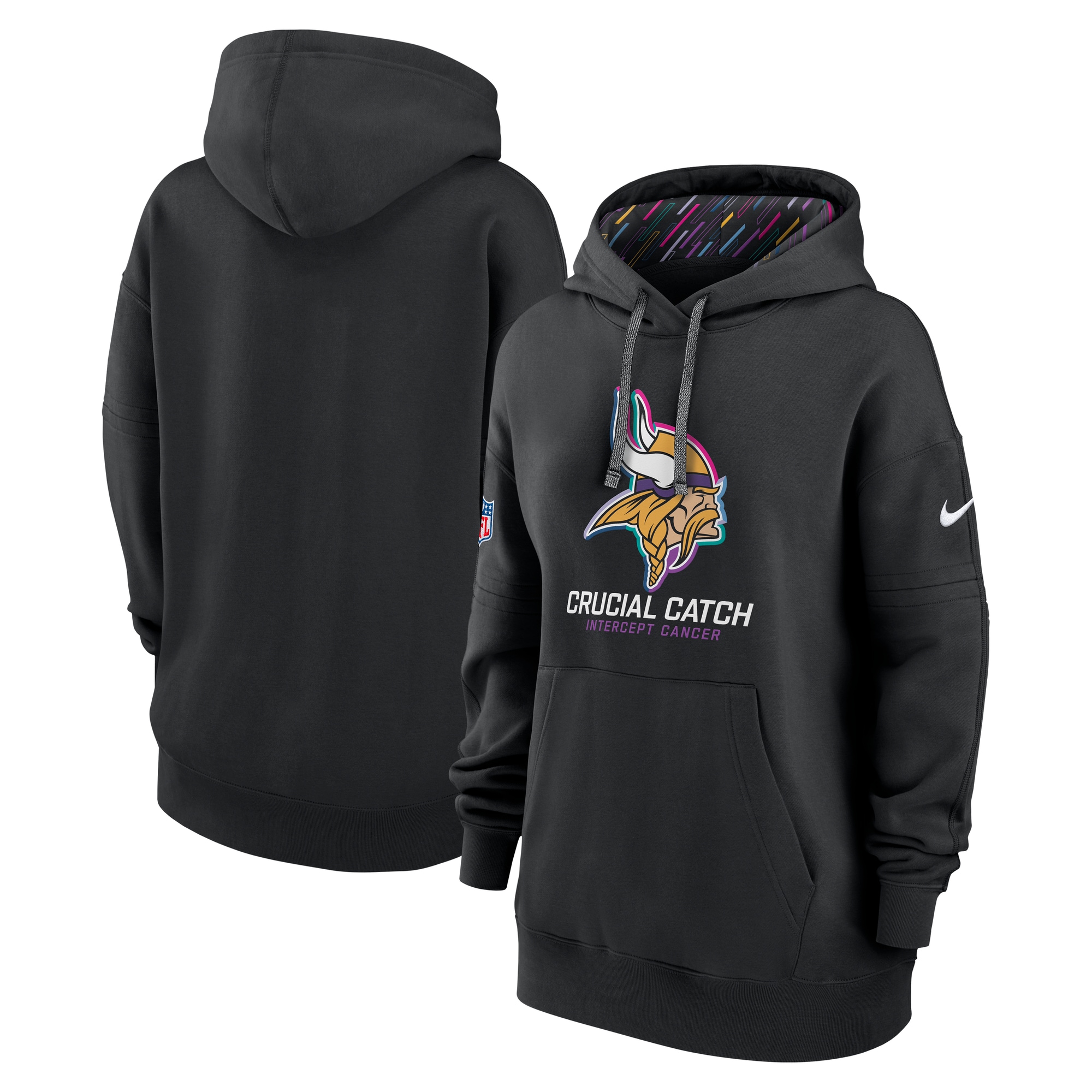 Minnesota Vikings Women's 2024 NFL Crucial Catch Club Pullover Hoodie - Black