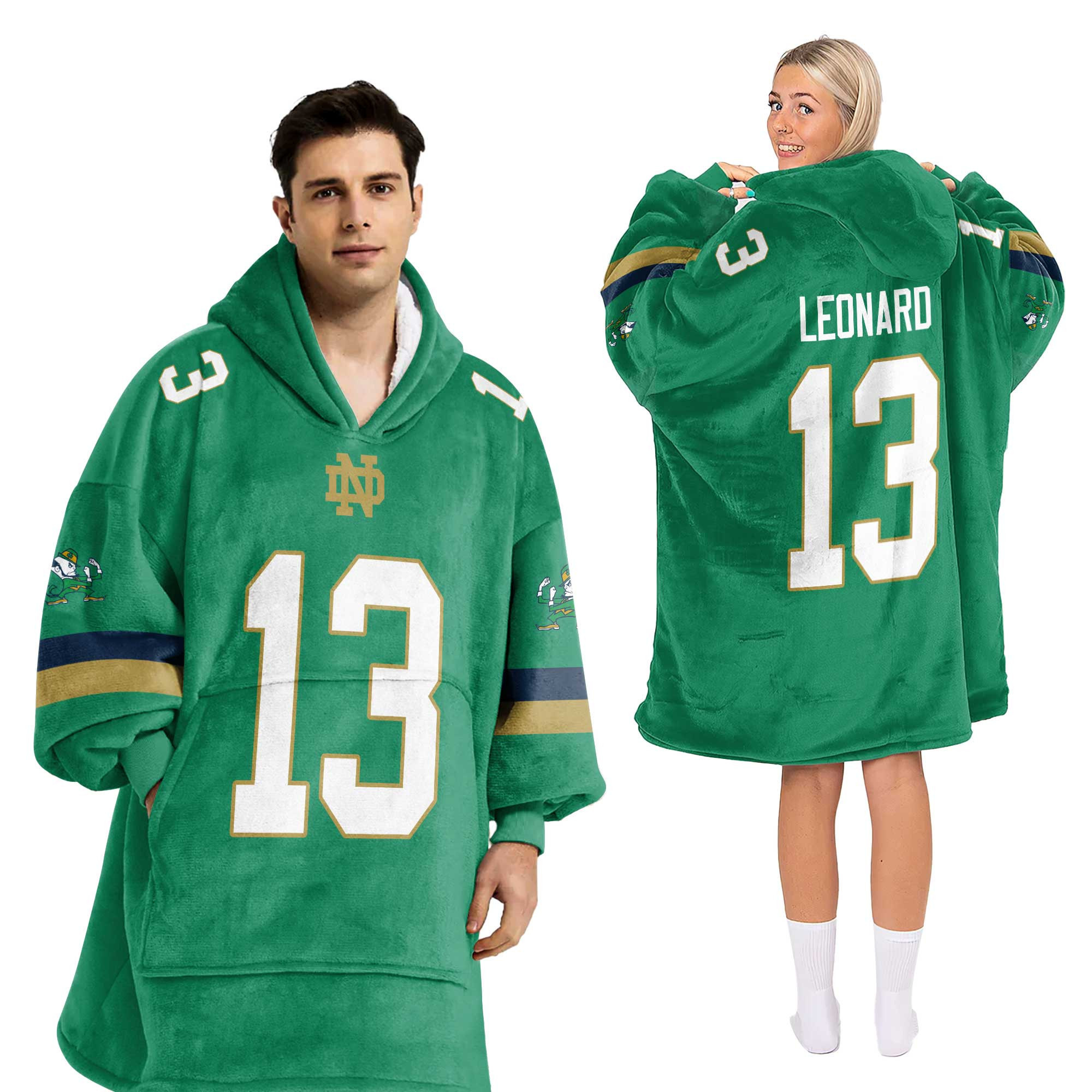 Adult Notre Dame Football Unisex Blanket Hoodie