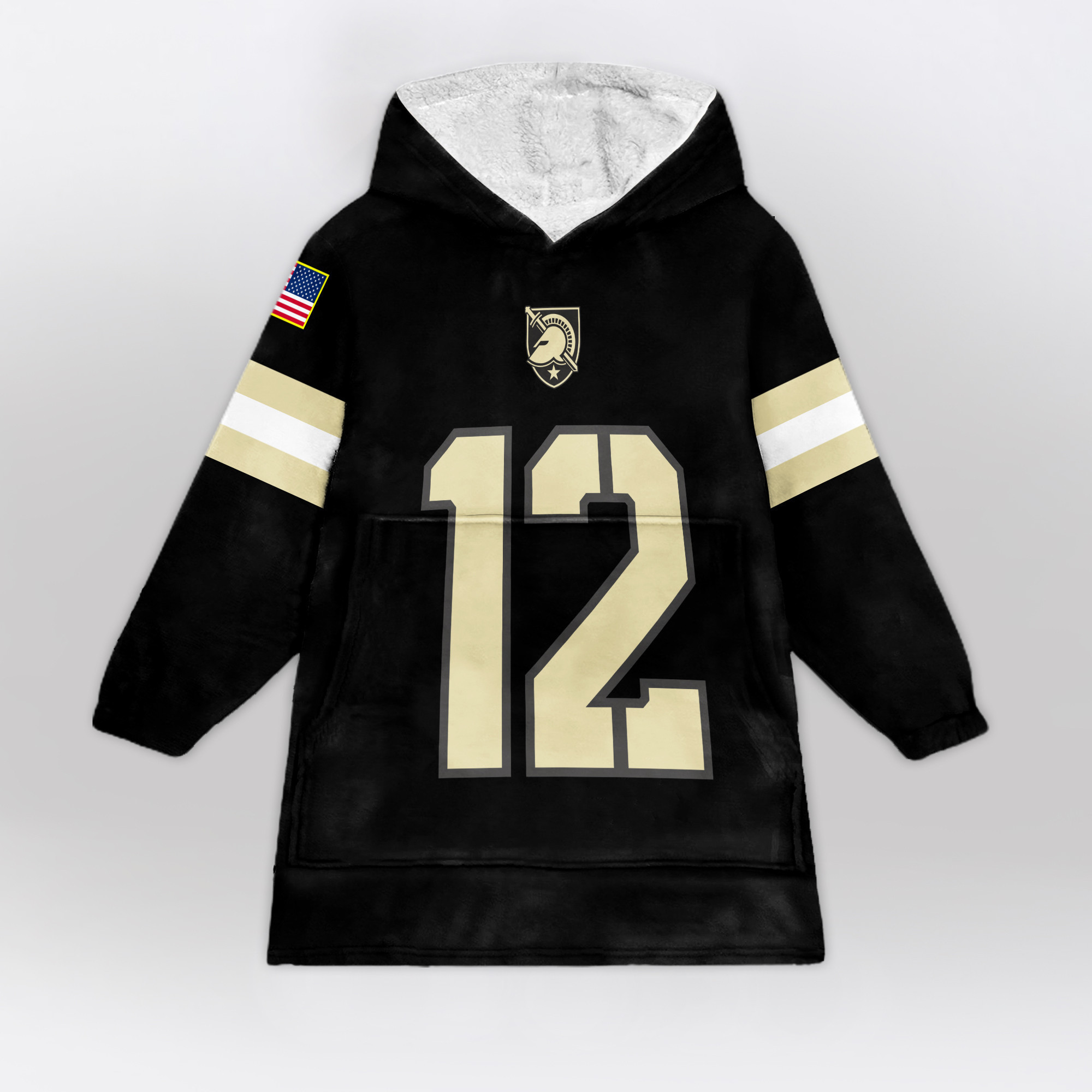 Adult #12 Army Football Unisex Blanket Hoodie