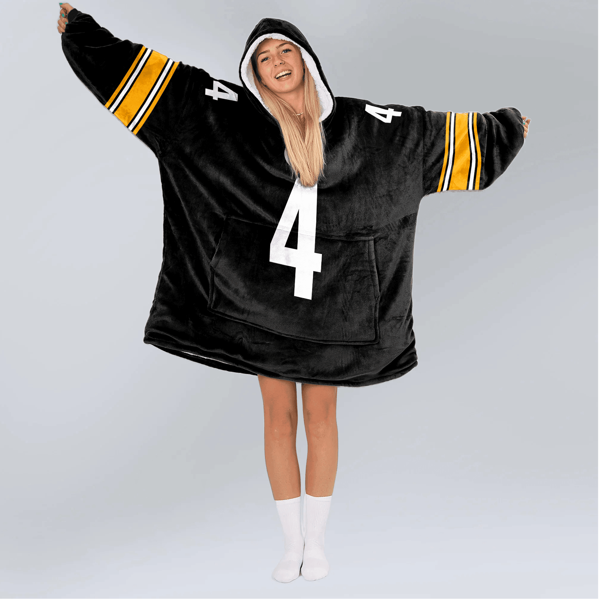 Adult 4 Pittsburgh Football Unisex Blanket Hoodie