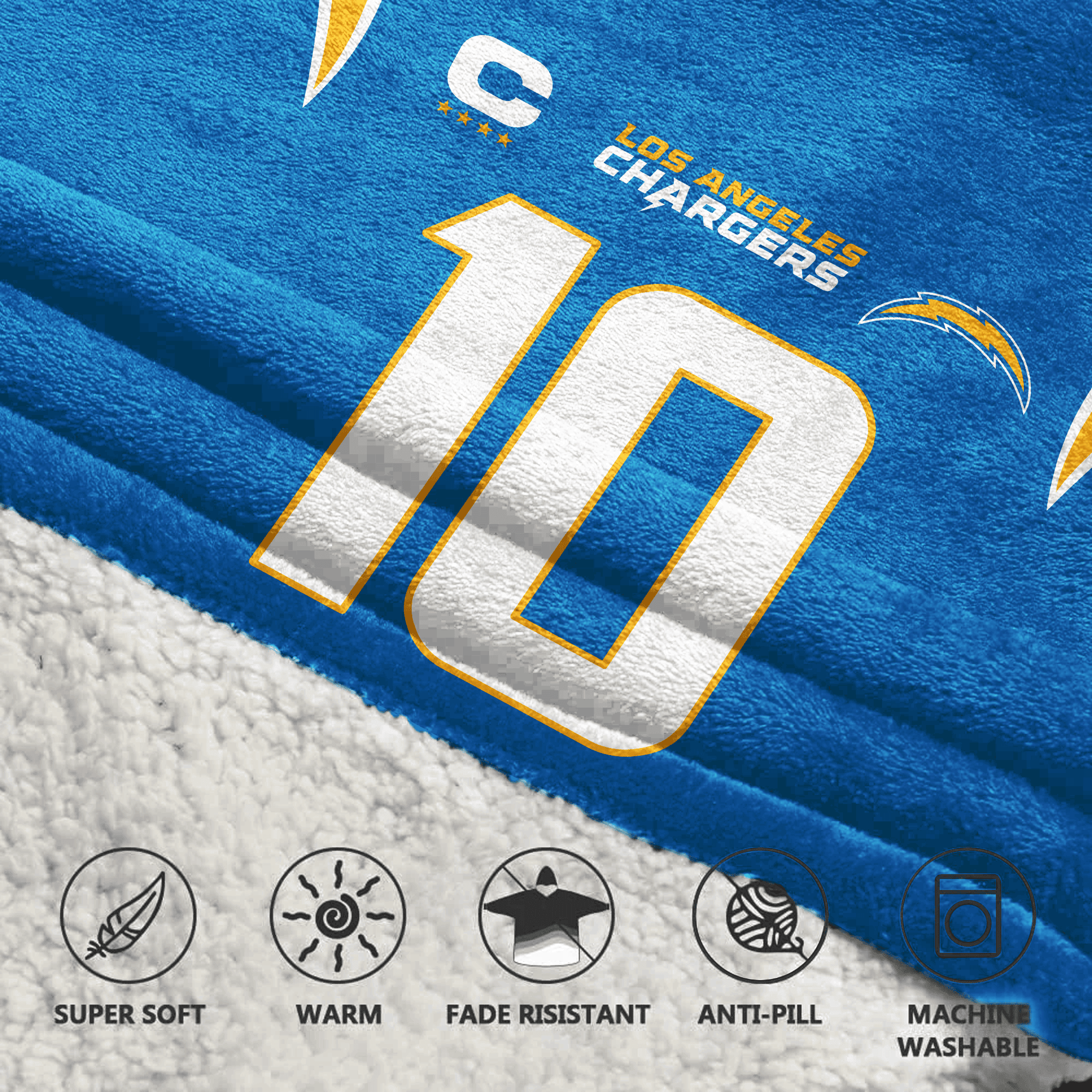 Adult Captain JH 10 Los Angeles Football Unisex Blanket Hoodie