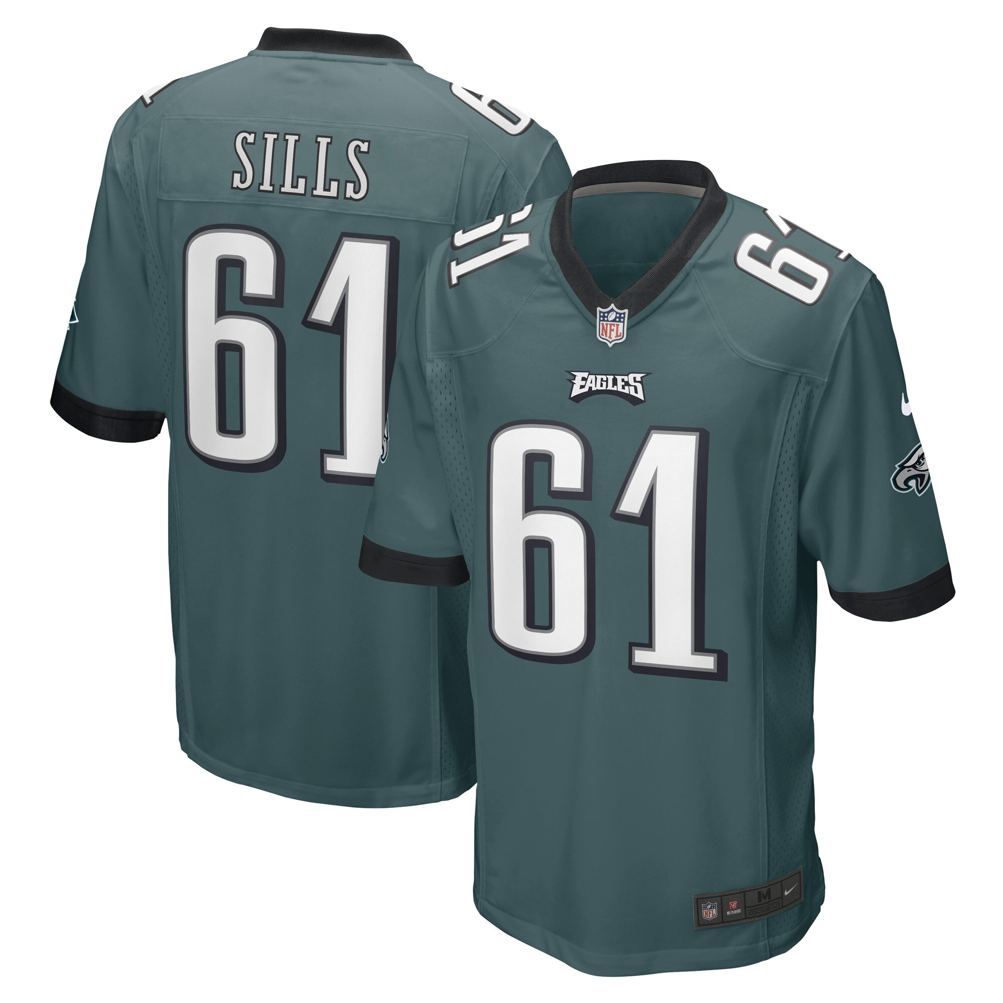 Josh Sills Philadelphia Eagles  Game Player Jersey - Midnight Green
