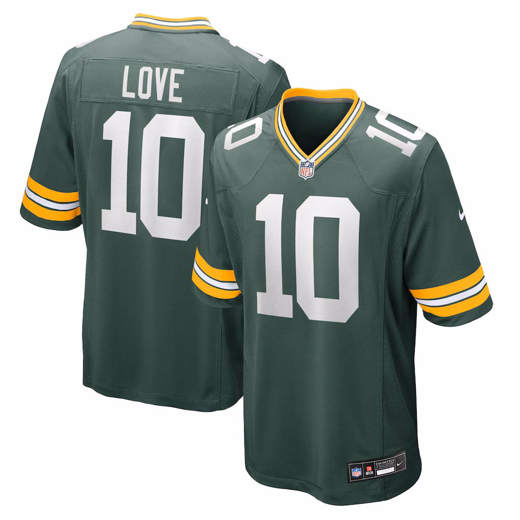 Green Bay Packers #10 Jordan Love Home Game Jersey-Fir Green