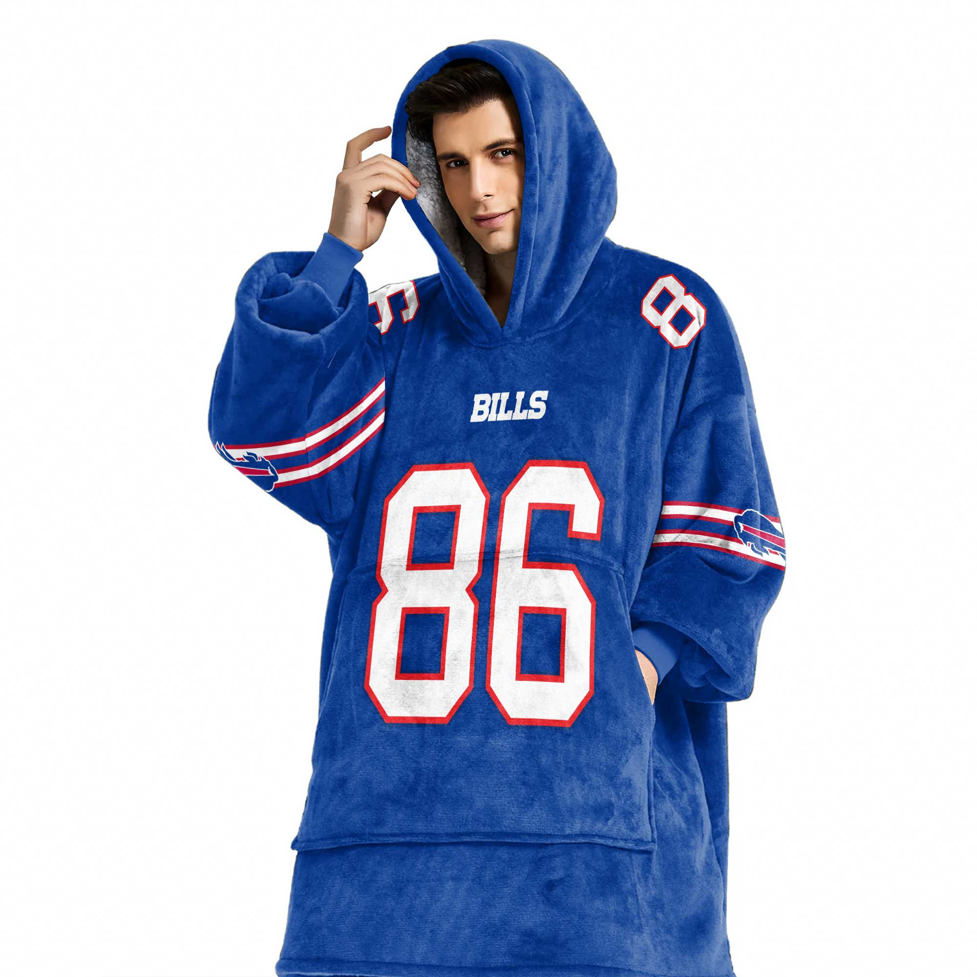 Adult 86 Buffalo Football Unisex Blanket Hoodie
