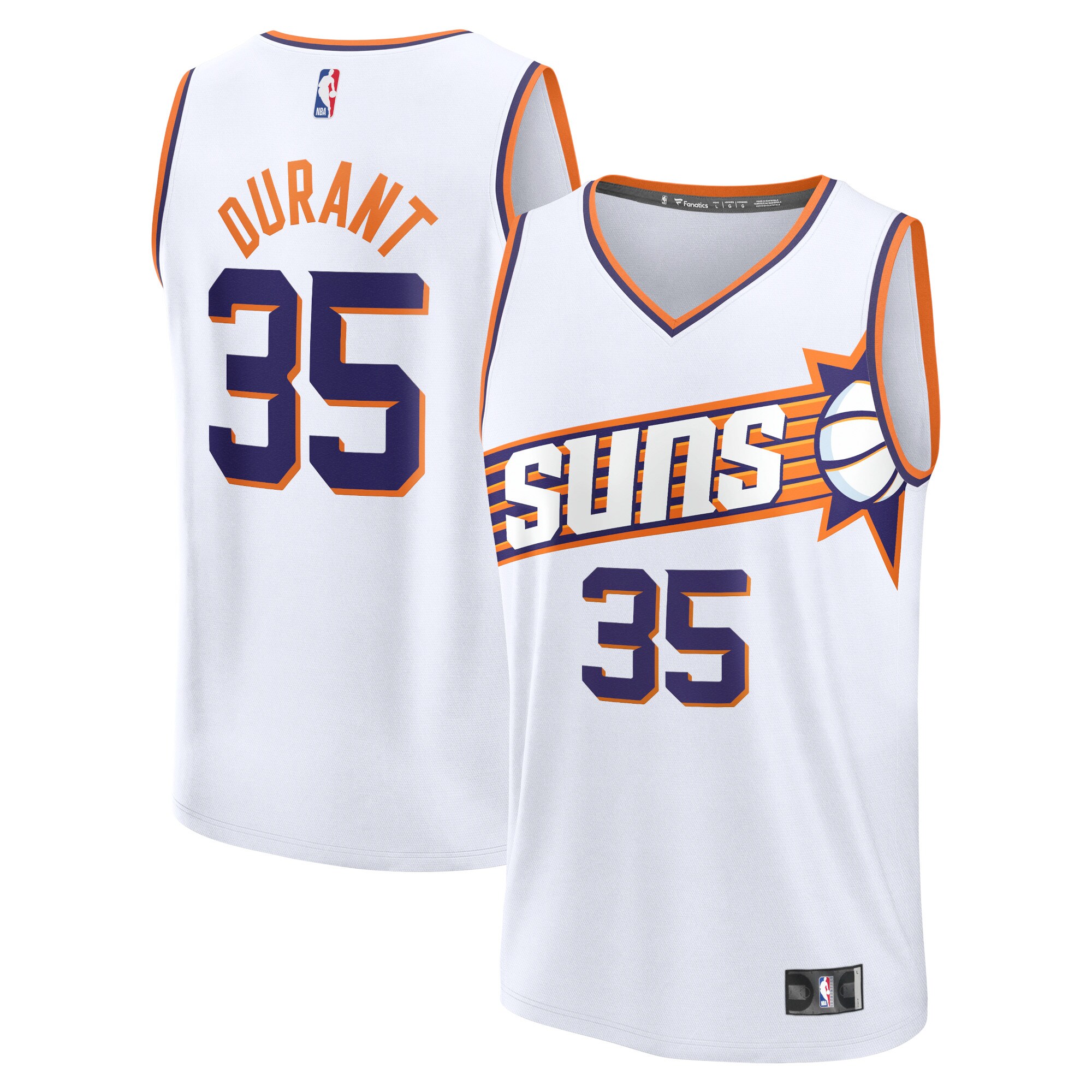 Men's Phoenix Suns Kevin Durant  White 2023/24 Fast Break Replica Jersey - Association Edition
