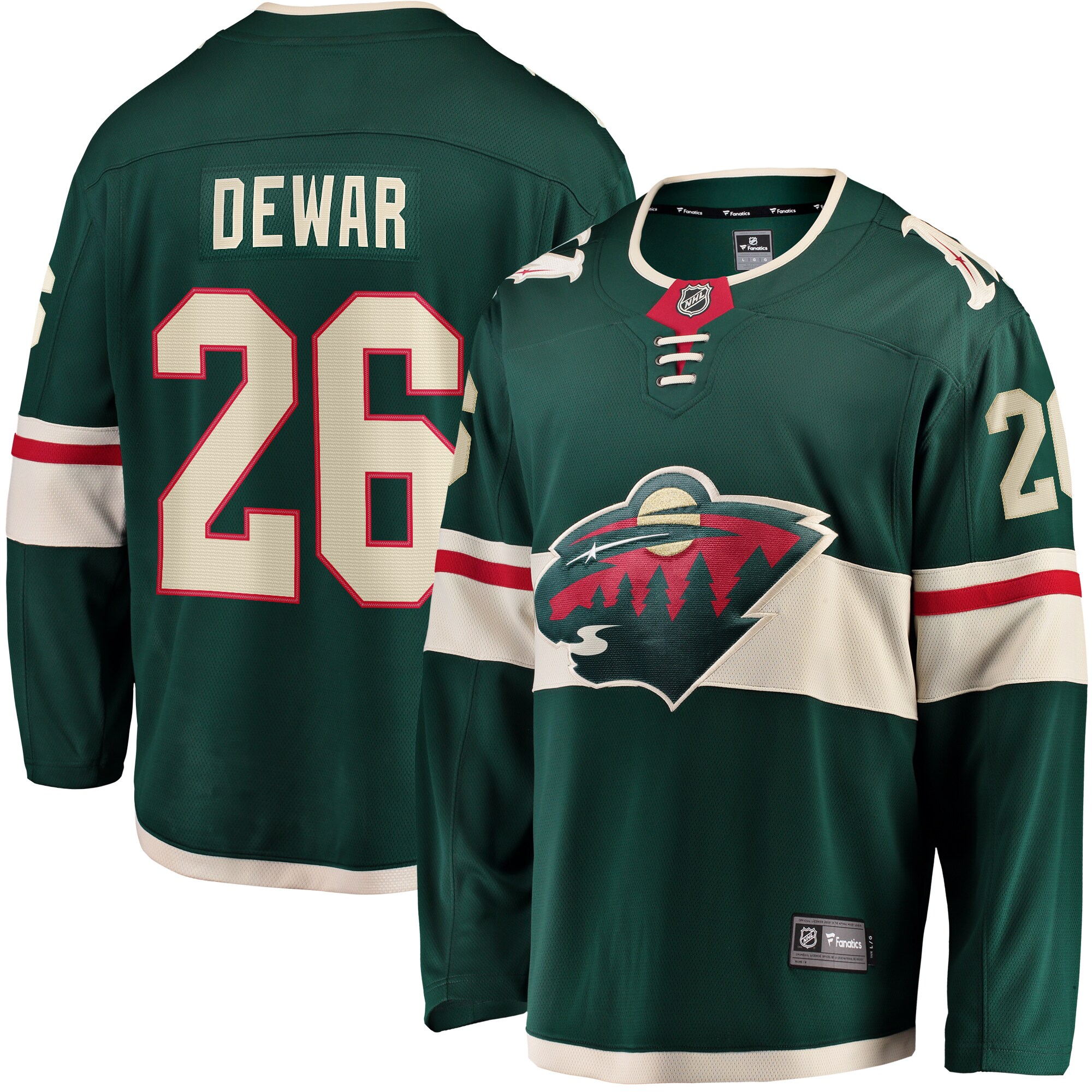 Connor Dewar Minnesota Wild Home Breakaway Player Jersey - Green