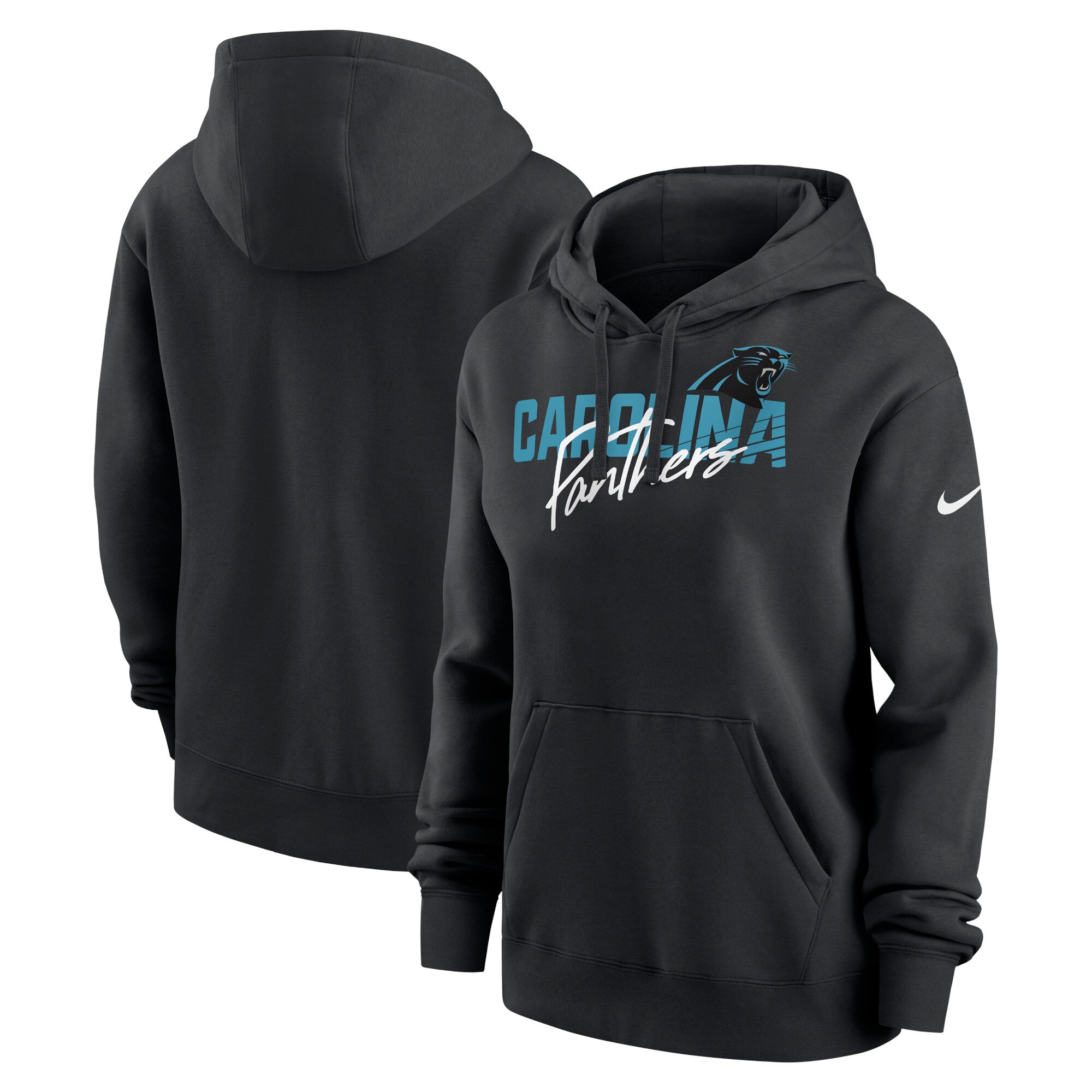 Carolina Panthers Women's Wordmark Club Fleece Pullover Hoodie - Black