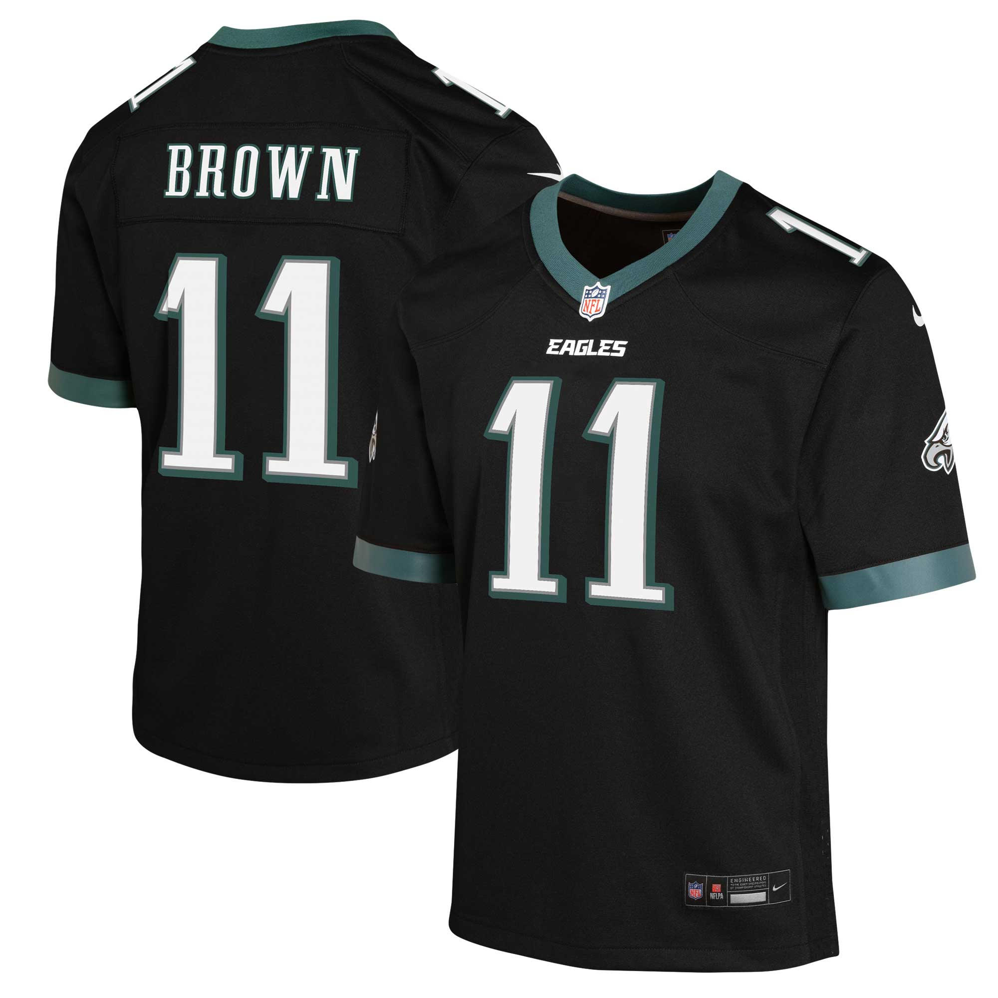 A.J. Brown Philadelphia Eagles #11 Youth Game Jersey - Black