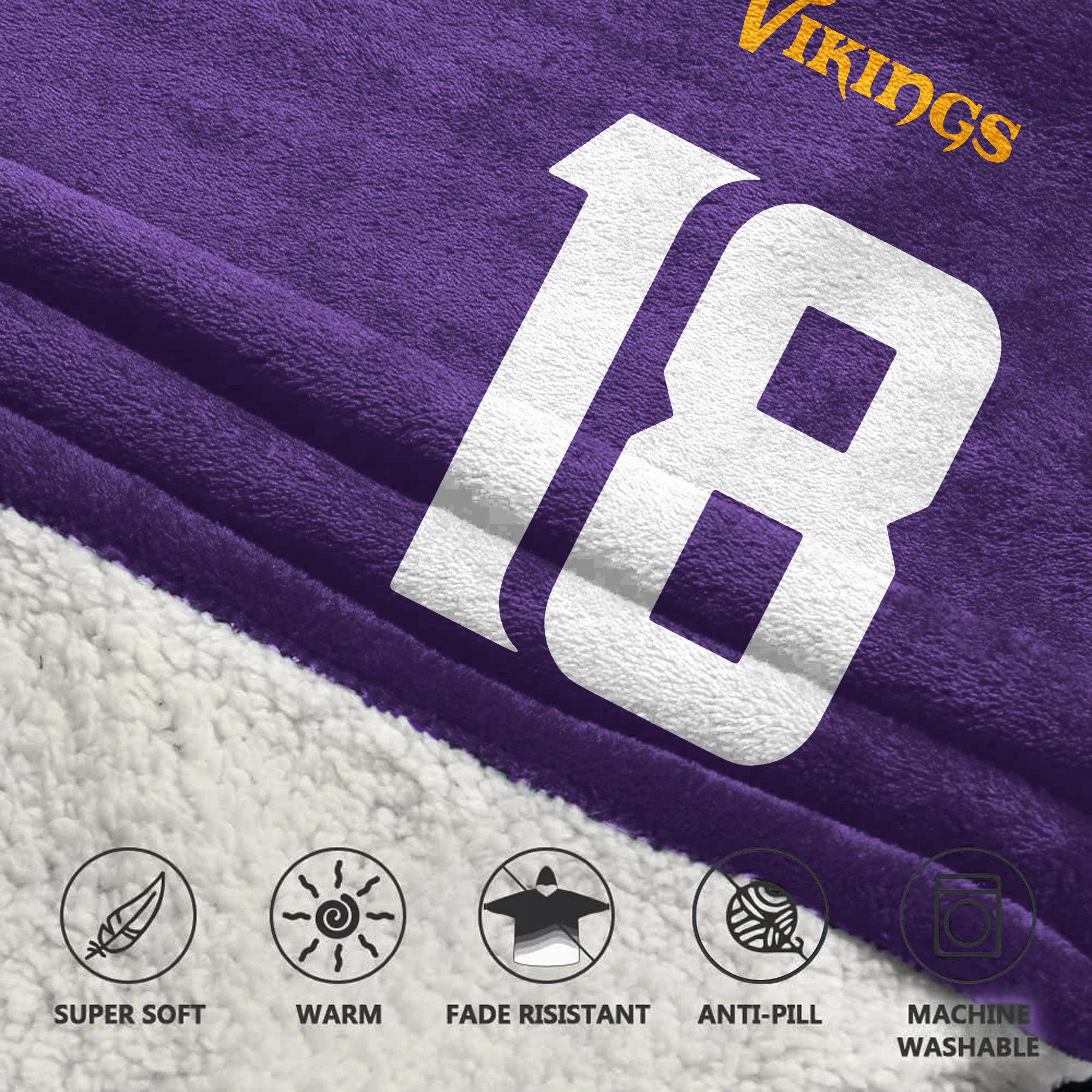Adult JJ 18 Minnesota Football Unisex Blanket Hoodie