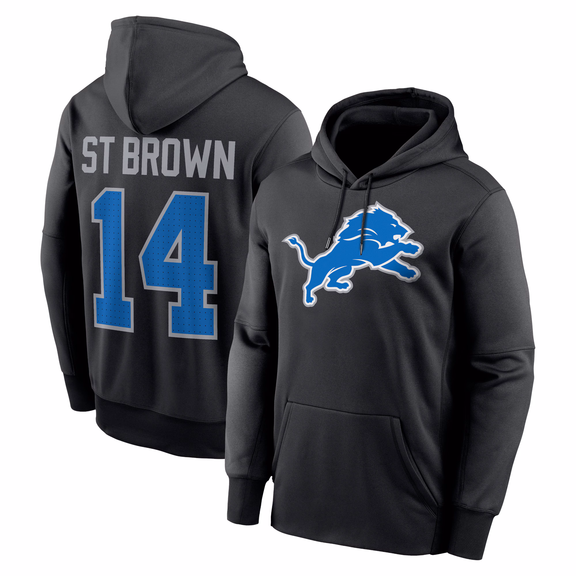 Amon-Ra St. Brown Detroit Lions Player Name & Number Performance Pullover Hoodie - Black