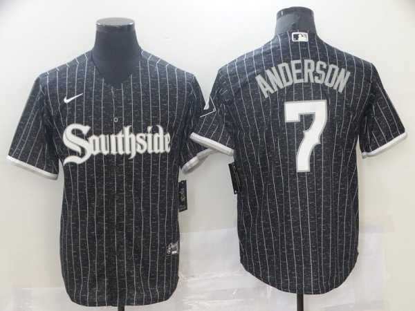 Men's  Chicago White Sox #7 Tim Anderson Black MLB 2021 City Connect Cool Base Jersey