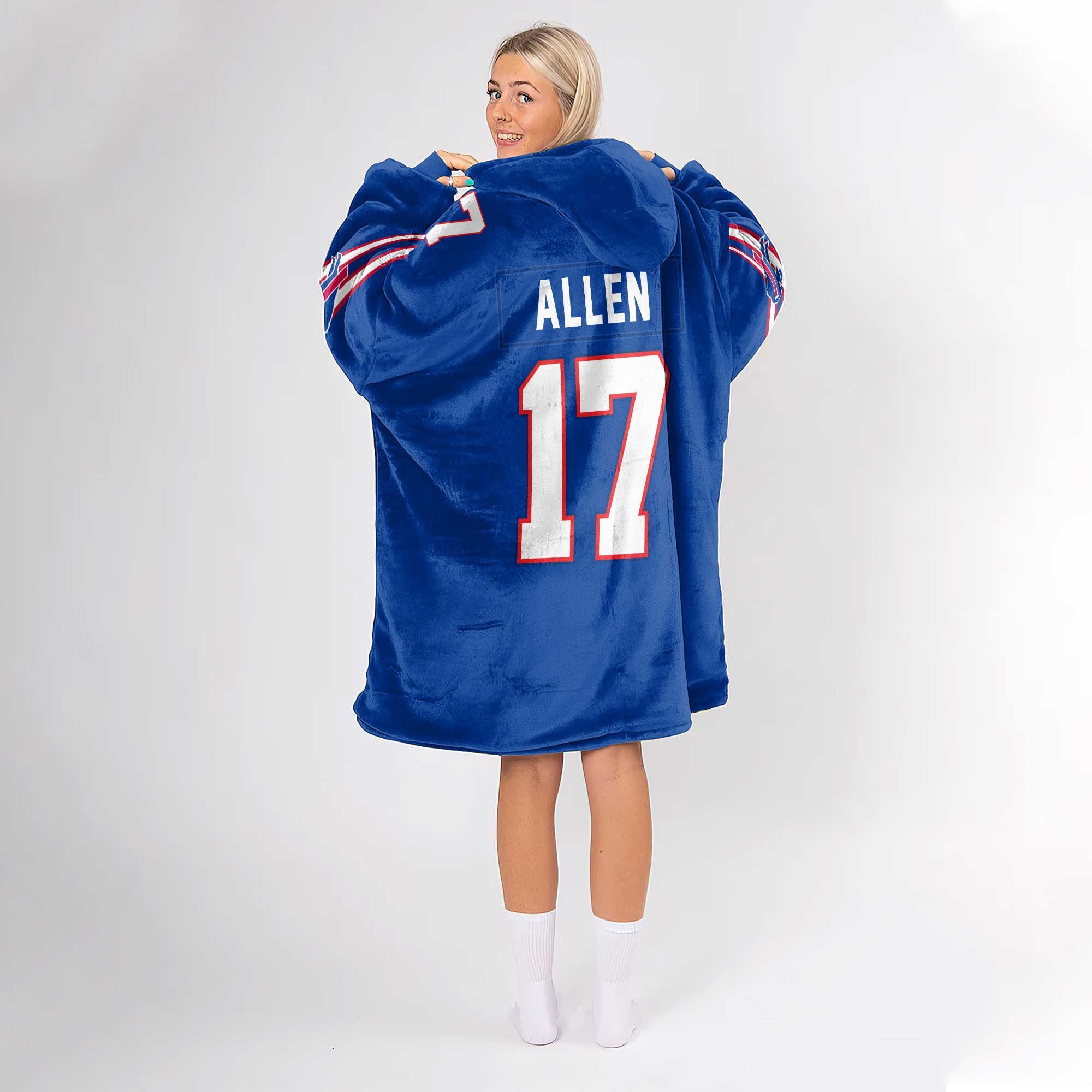 Adult 17 Buffalo Football Unisex Blanket Hoodie