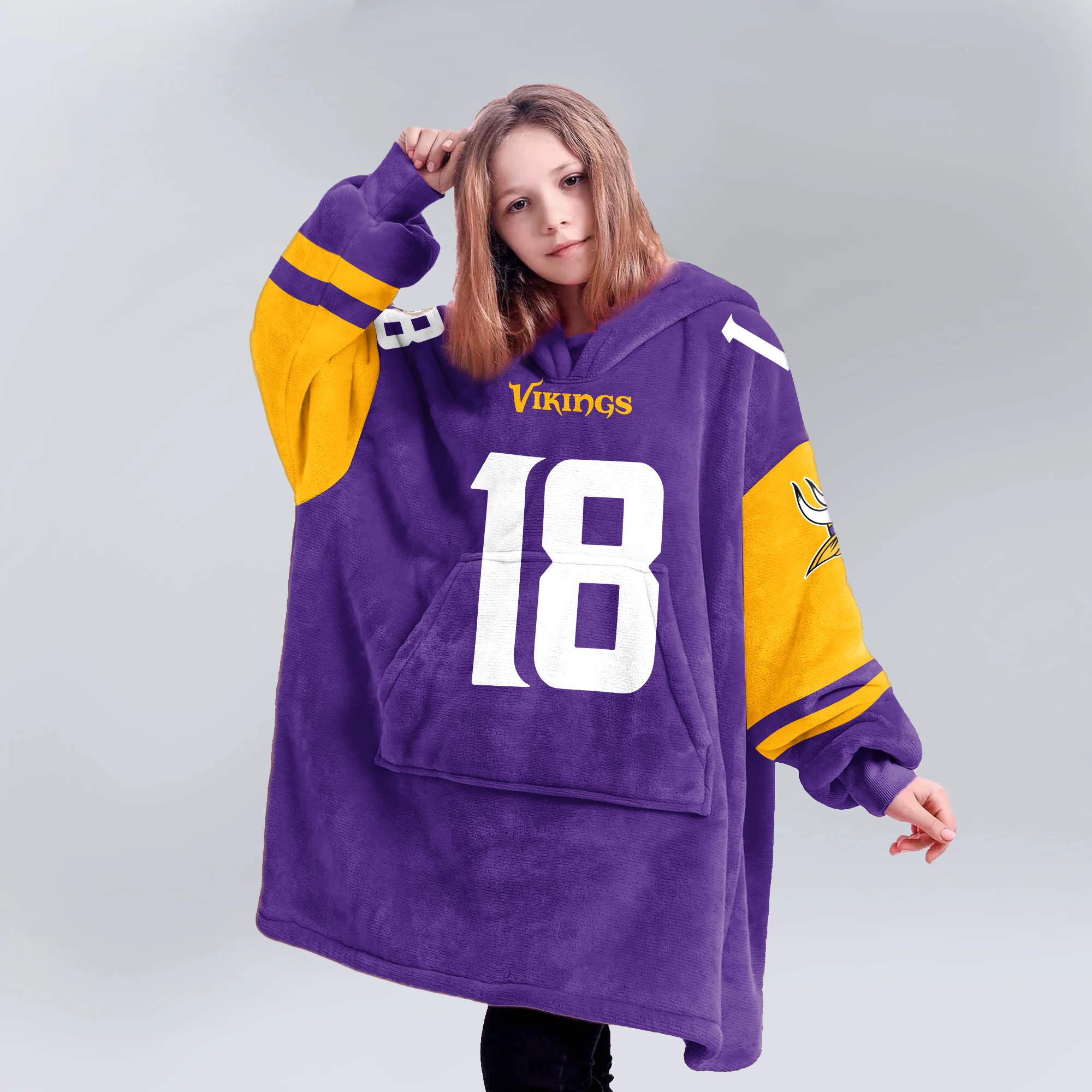 Adult JJ 18 Minnesota Football Unisex Blanket Hoodie