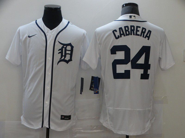 Men's Detroit Tigers #24 Miguel Cabrera White Stitched MLB Flex Base  Jersey