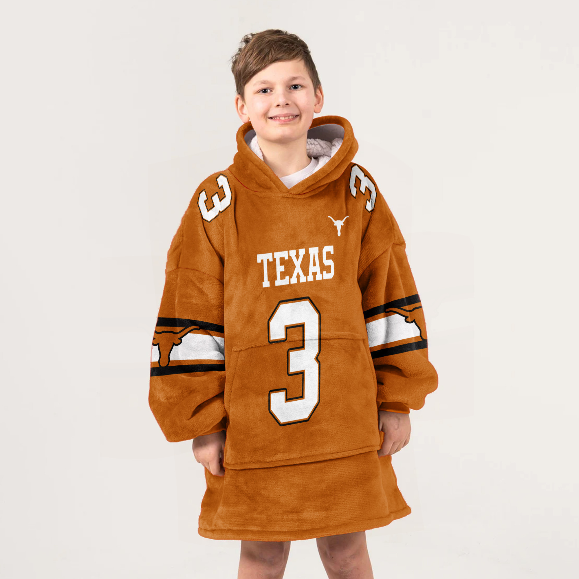Adult 3 Texas Longhorns Football Unisex Blanket Hoodie
