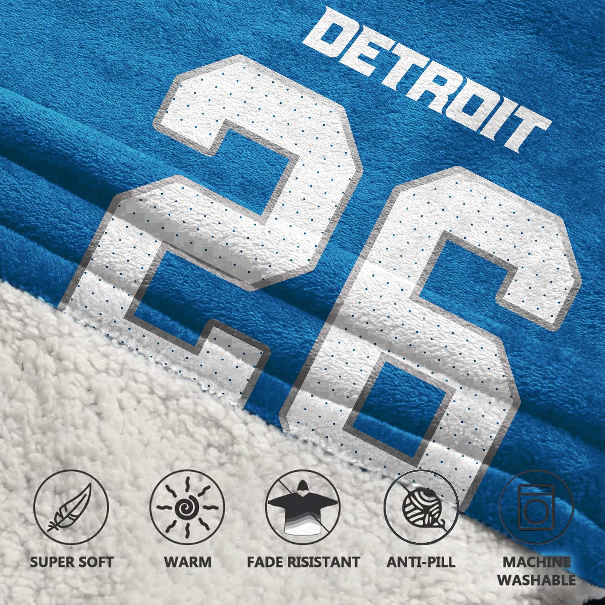 Adult 26 Detroit Lions Football Unisex Blanket Hoodie