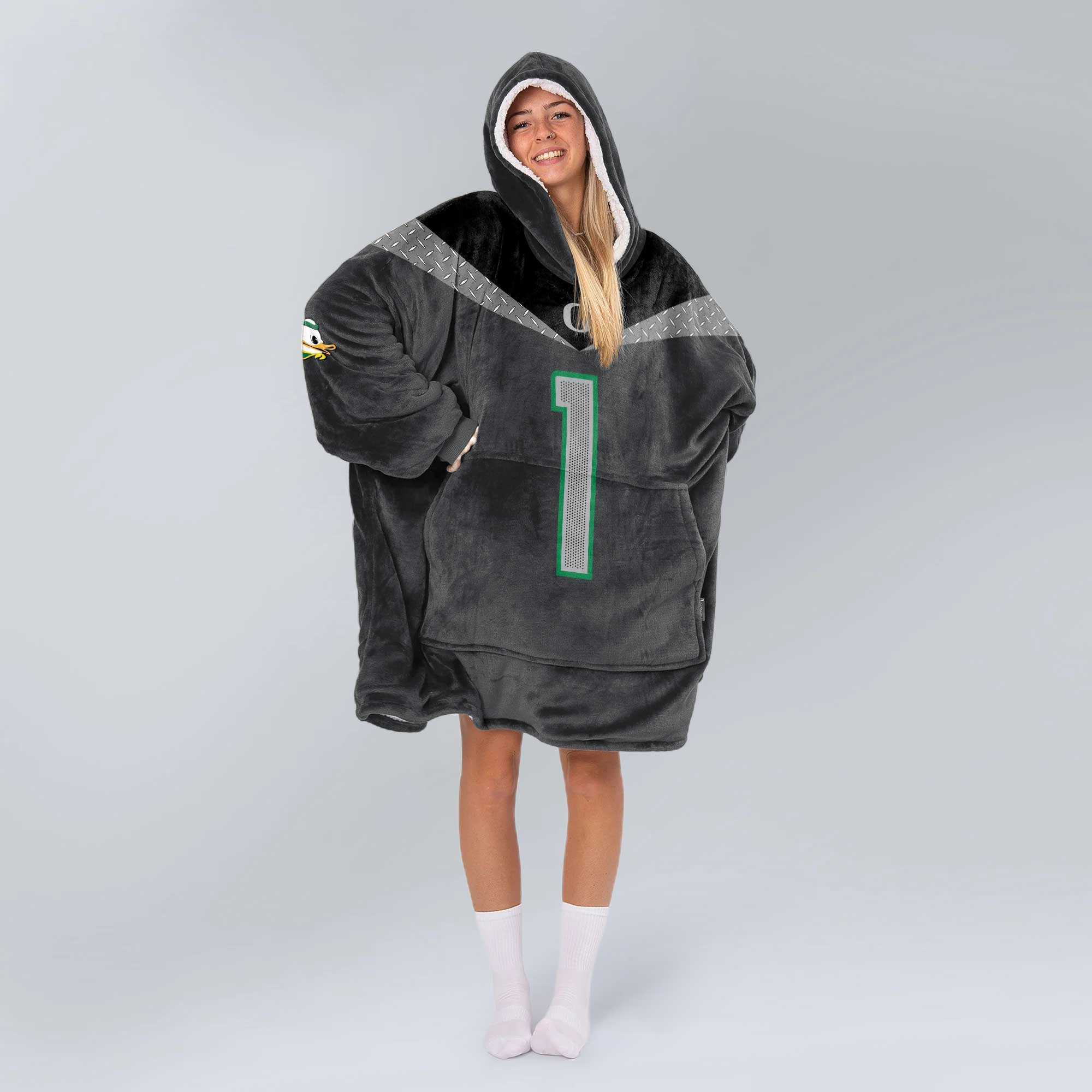 Adult Oregon 1 Football Unisex Blanket Hoodie