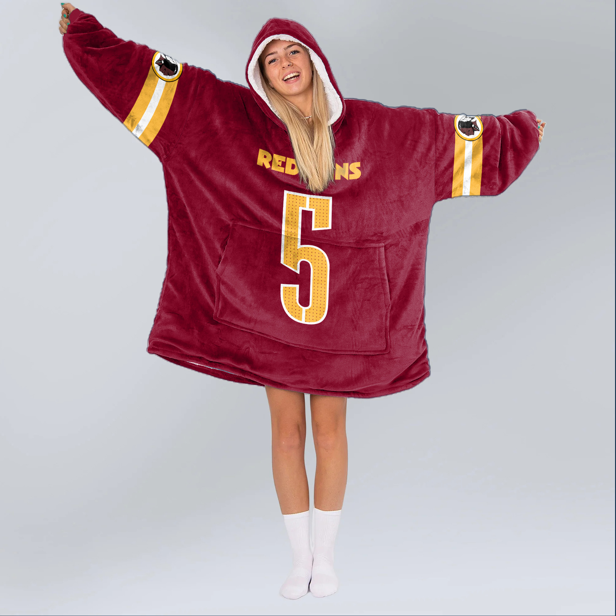 Adult 5 Washington Football Unisex Blanket Hoodie