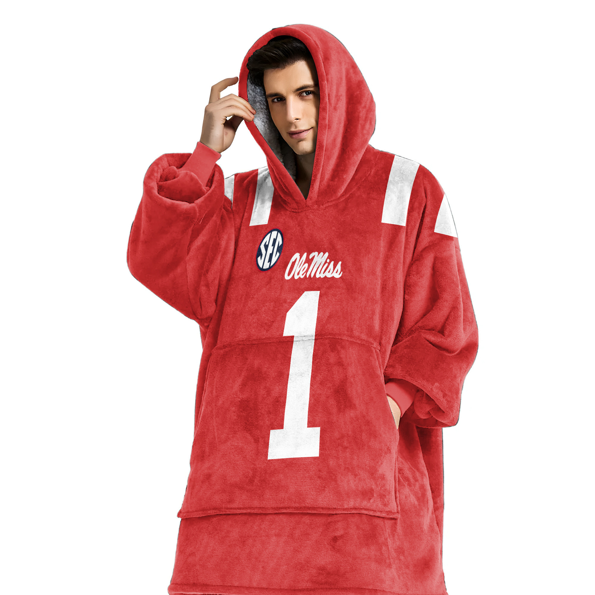Adult #1 Ole Miss Football Unisex Blanket Hoodie